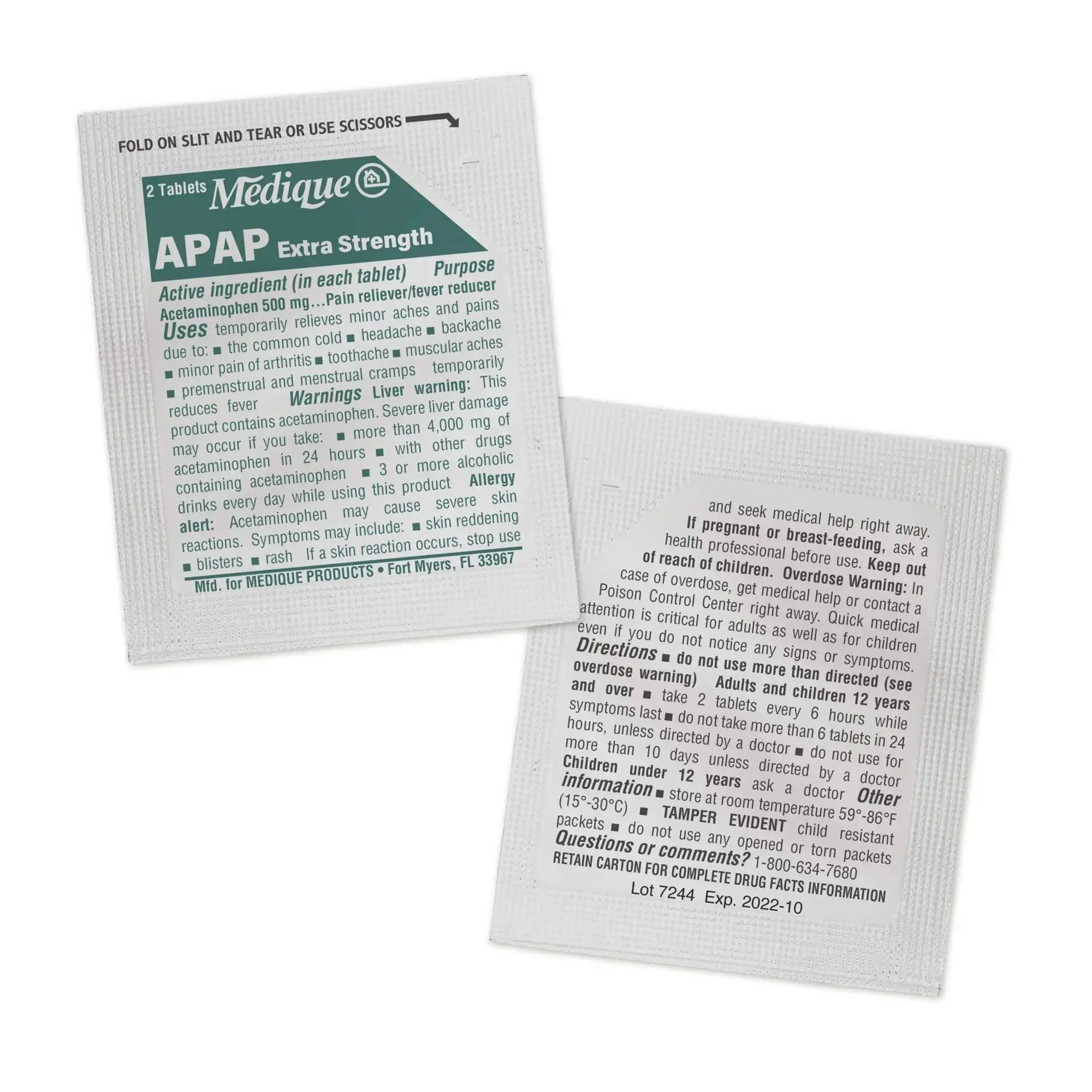 Medique @ Home 70433 Extra Strength APAP Tablets, Non-Aspirin, 50 Packets (2 Tablets per Packet) Total-100 Count MediqueAu supplements