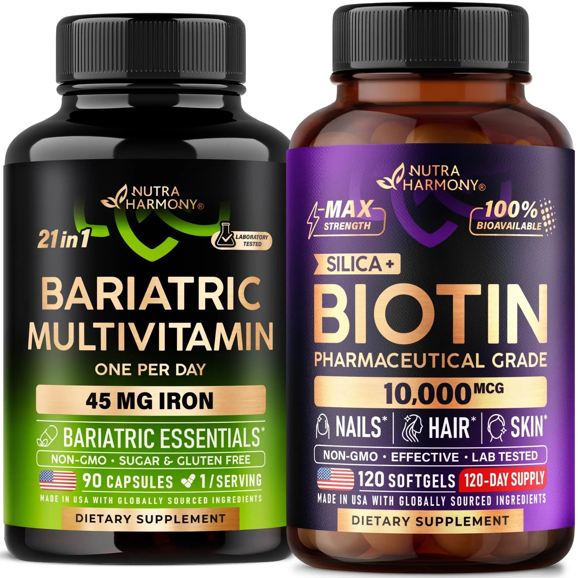 Bariatric Multivitamin Capsules & Biotin with Silicon Softgels NUTRAHARMONYAu supplements