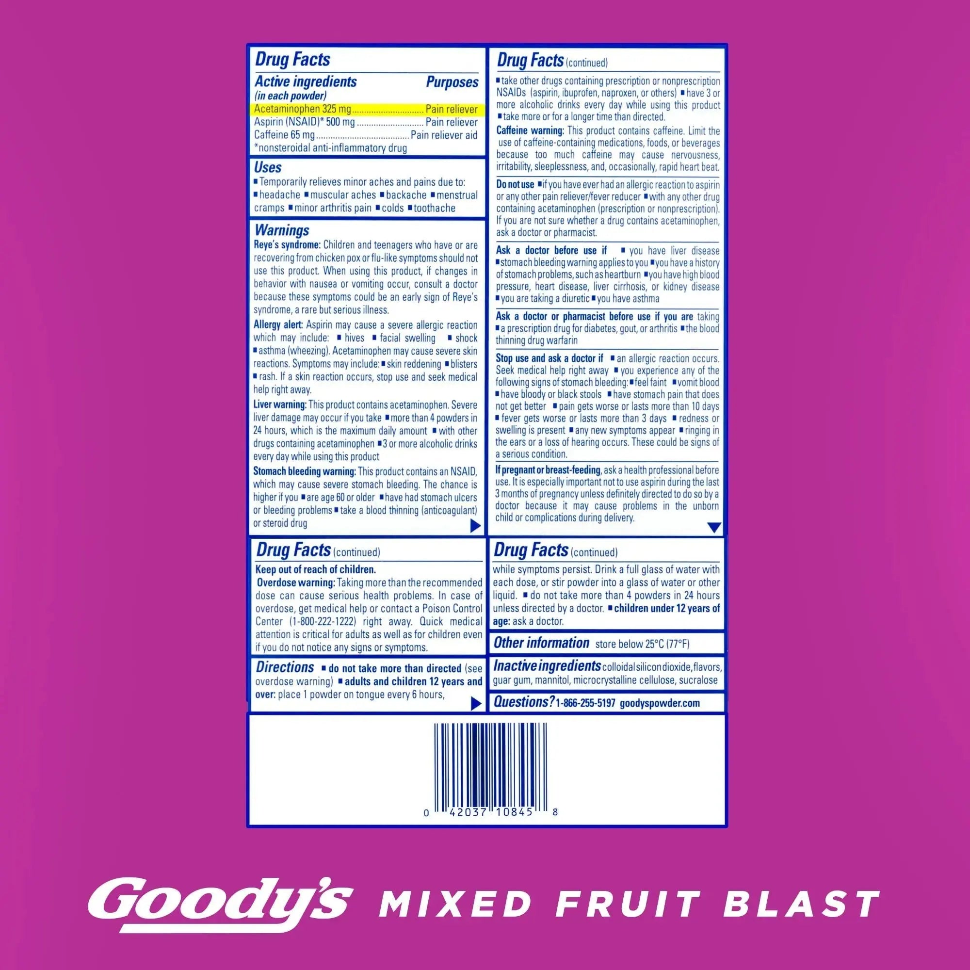 Goody's Pain Relief Powders, Extra Strength Headache Powder Mixed Fruit Blast, 24 ct (Pack of 1) Goody'sAu supplements