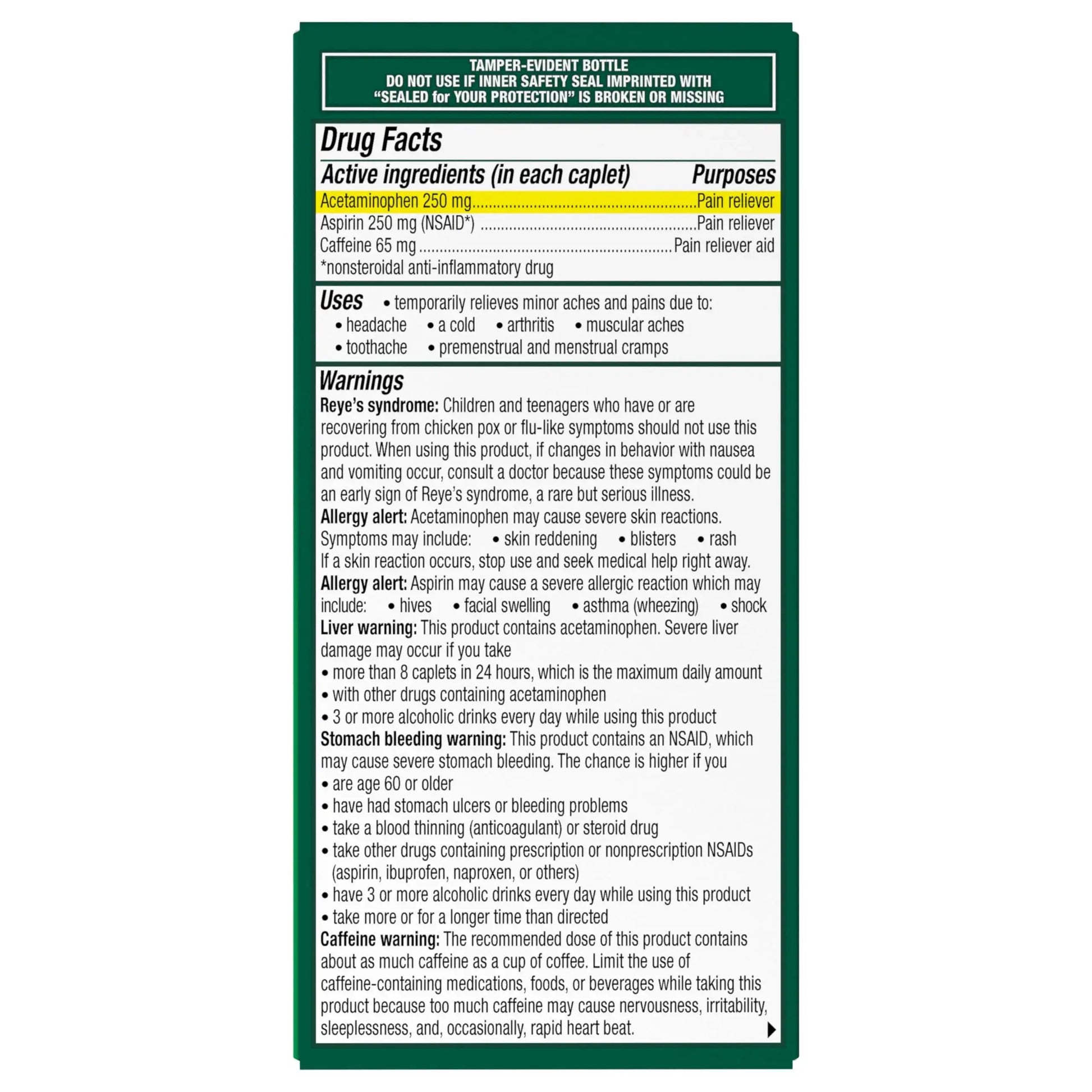 Excedrin Extra Strength Pain Relief Caplets – Headache Relief – 100 Count ExcedrinAu supplements