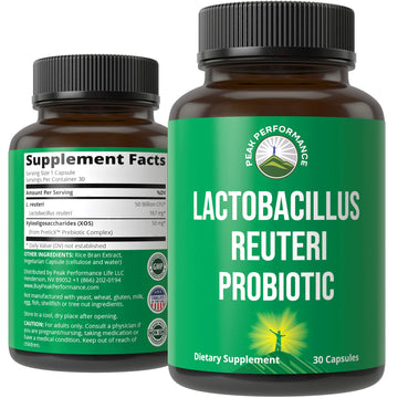 Lactobacillus Reuteri 50 Billion CFU Probiotics with Clinically Studied PreticX® XOS Prebiotic. L Reuteri Probiotic Capsules Supplement for Gut Health and Digestive Support. for Both Women & Men Peak PerformanceAu supplements