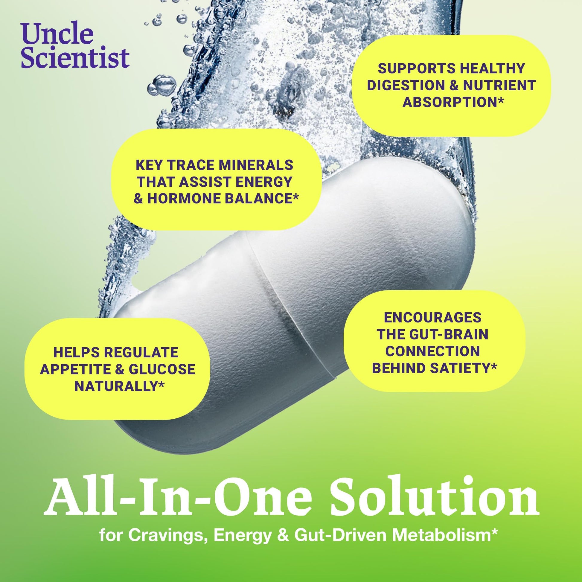 Uncle Scientist GLP-1 Probiotic Dietary Supplement, Supports Healthy Appetite and Metabolic Function - Chromium, Green Tea, Cinnamon, Probiotics & Herbal Blend, 60 Capsules (30-Day Supply) Uncle ScientistAu supplements