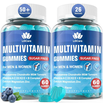 Methylated Multivitamin for Men/Women Gummies, Mens/Womens Multivitamin 50 Plus, with Glucosamine Chondroitin MSM Echinacea Sugar Free LILICAREAu supplements