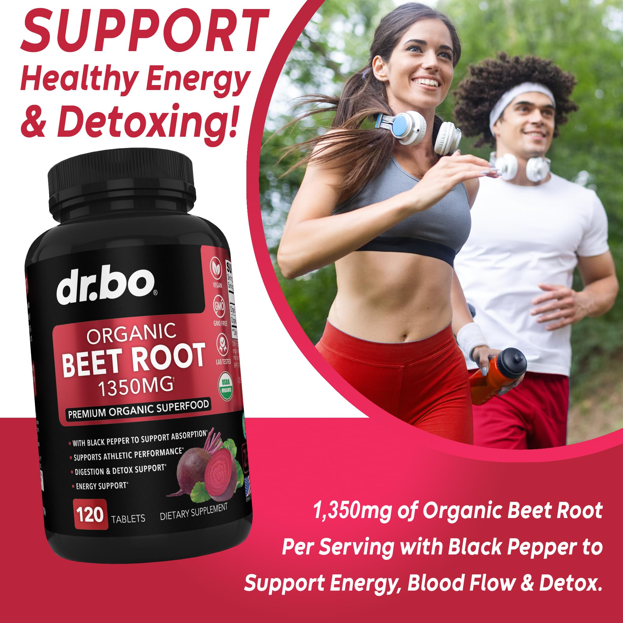 Organic Beet Root Capsules Supplements - 1350mg Beetroot Powder Extract Pills, Organic DR. BOAu supplements