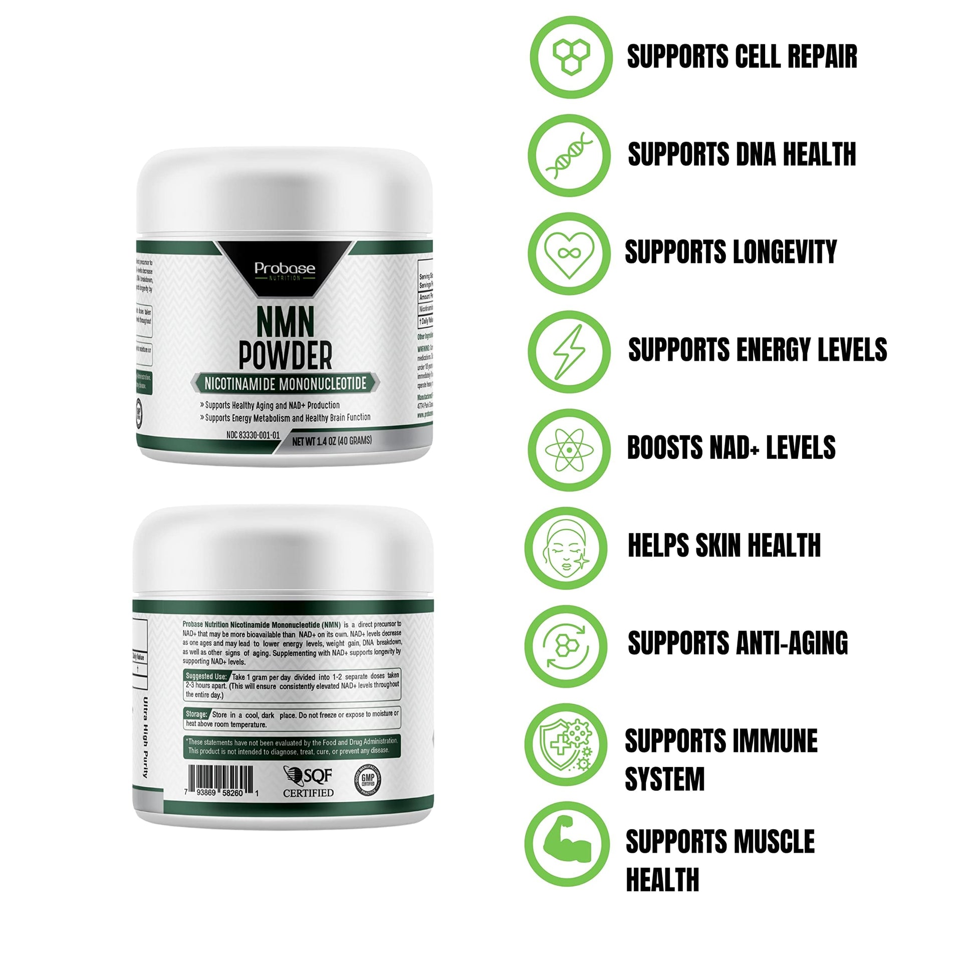 Probase Nutrition Longevity Pure NMN Powder 40 Grams - Ultra-Pure, Fully Stabilized, Pharmaceutical Grade NMN to Boost NAD+, Nicotinamide Mononucleotide Powder Supplement Probase NutritionAu supplements