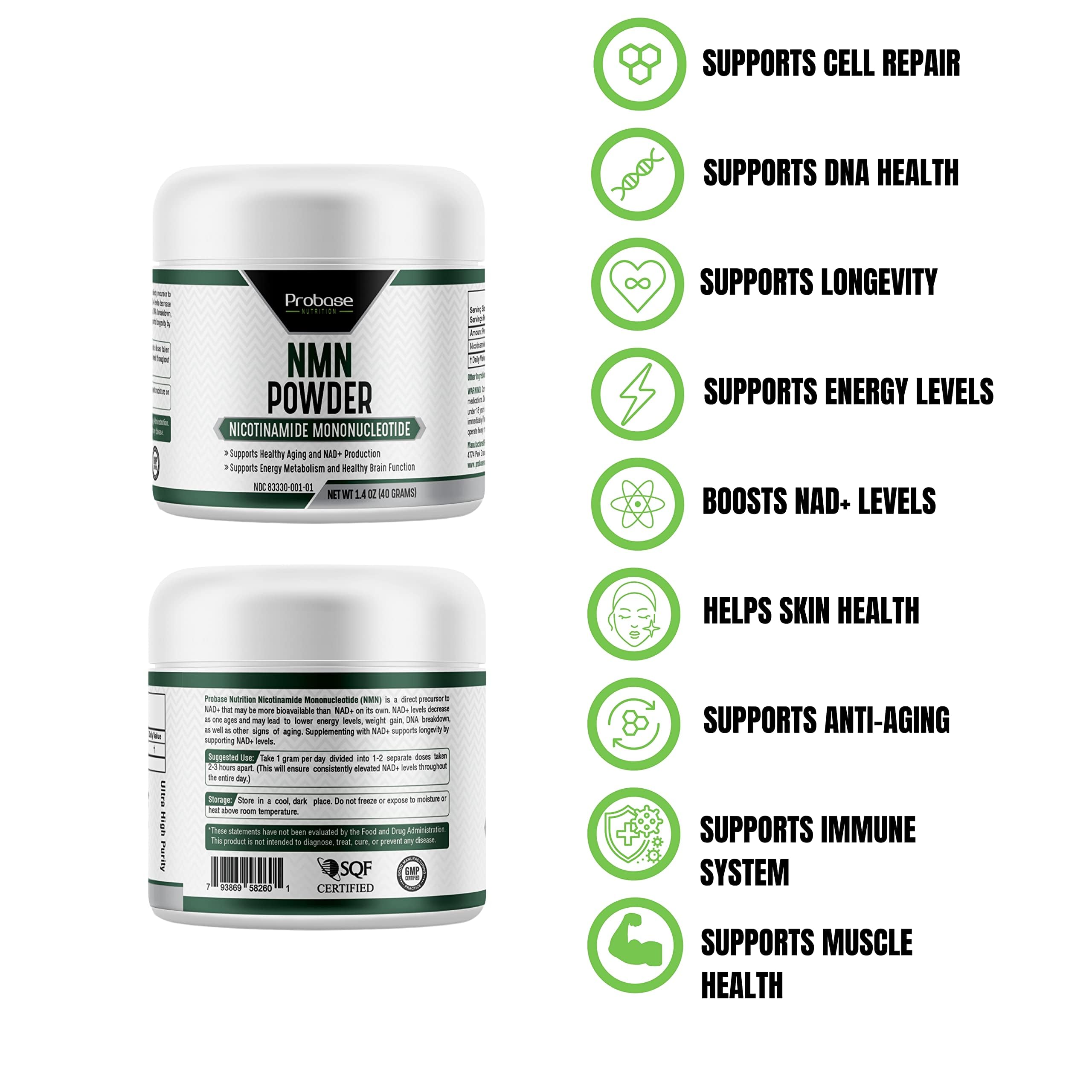 Probase Nutrition Longevity Pure NMN Powder 40 Grams - Ultra-Pure, Fully Stabilized, Pharmaceutical Grade NMN to Boost NAD+, Nicotinamide Mononucleotide Powder Supplement Probase NutritionAu supplements