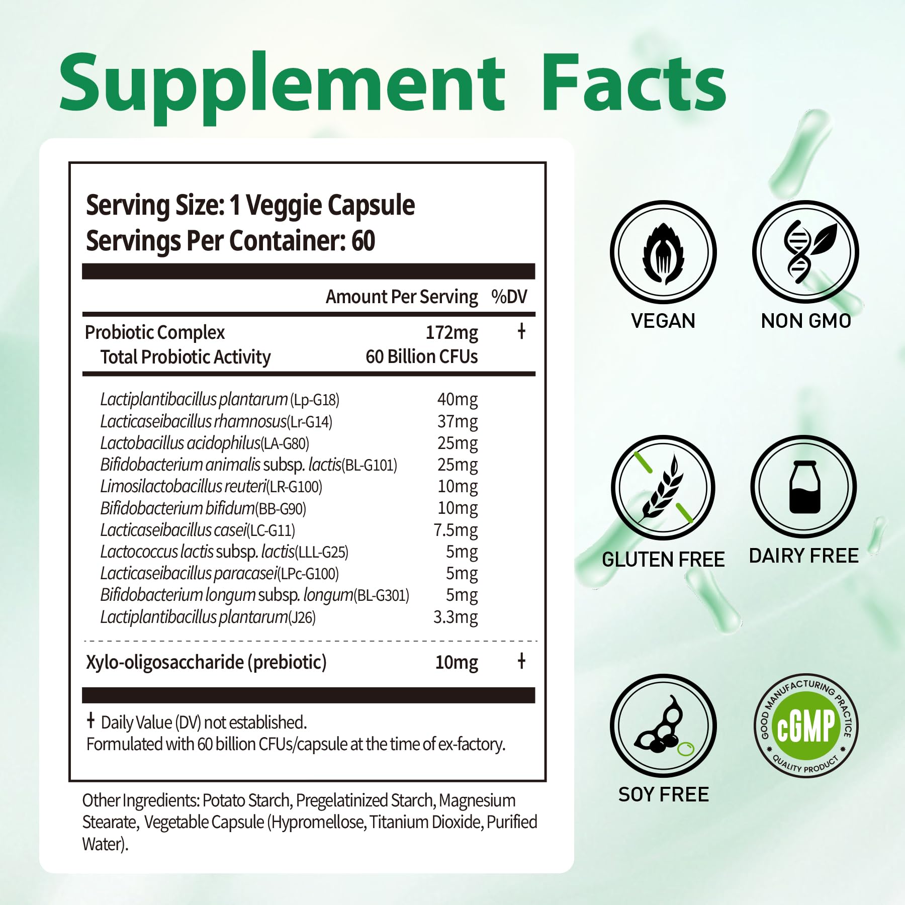 BioJhchang Probiotics Supplements 60 Billion CFUs 11 Diverse Strains Natural Prebiotics for Immune, Digestive Gut Health Supports Occasional Constipation Diarrhea Gas Bloating for Women & Men BioJhchangAu supplements