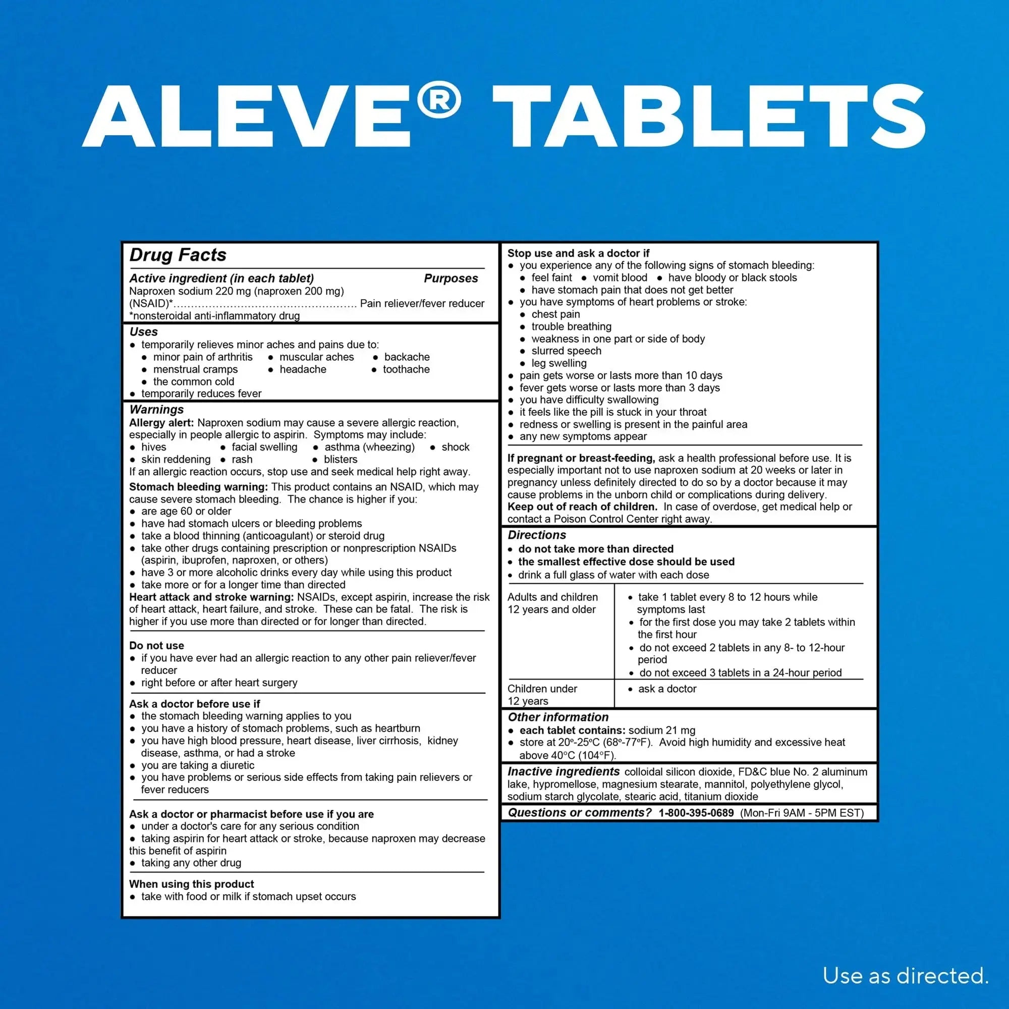 Aleve Pain Reliever & Fever Reducer Tablets, Naproxen Sodium, Headache, Back and Body Pain Relief Medicine, 270 Count AleveAu supplements