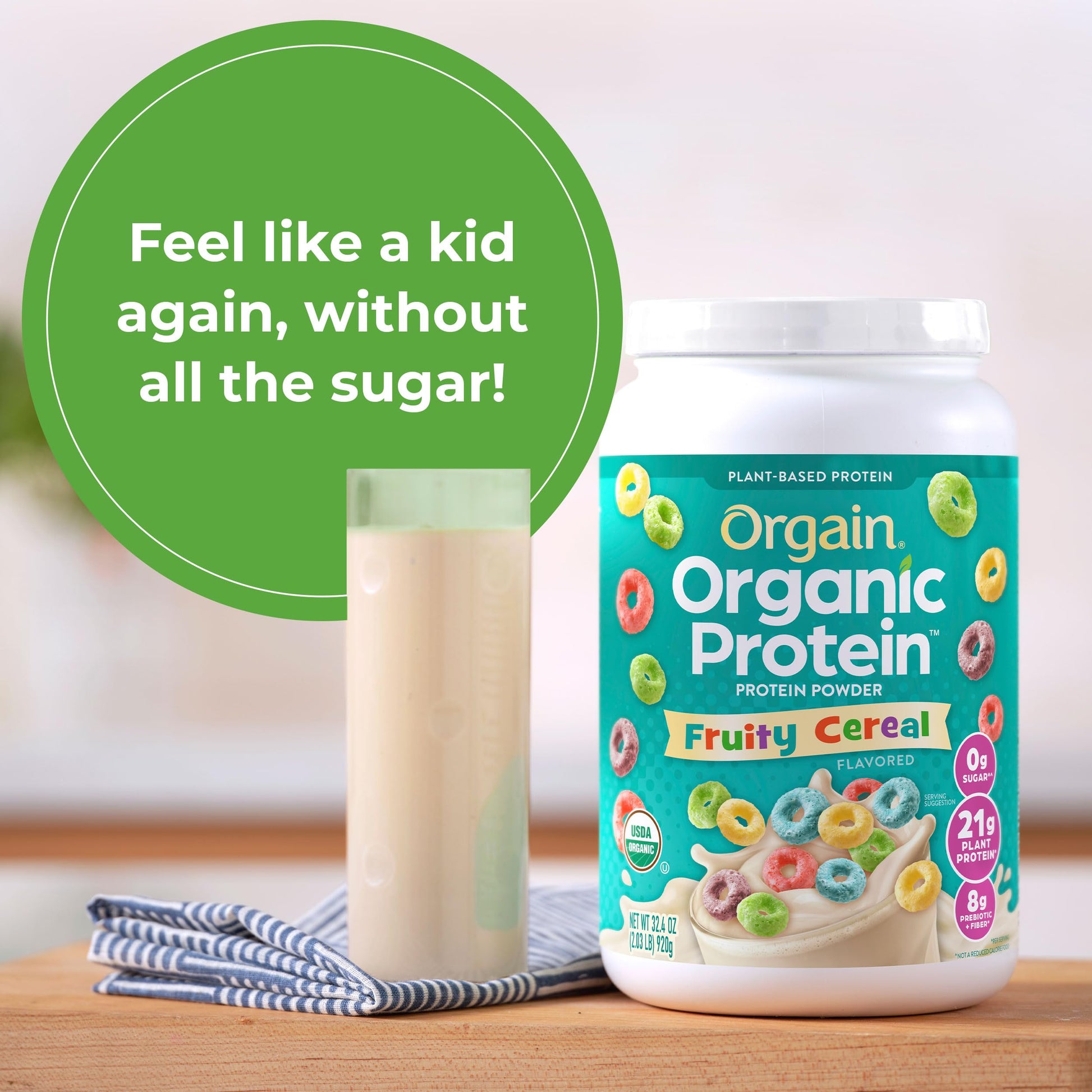Orgain Organic Vegan Protein Powder, Fruity Cereal - 21g Plant Based Protein, Gluten Free OrgainUS supplements