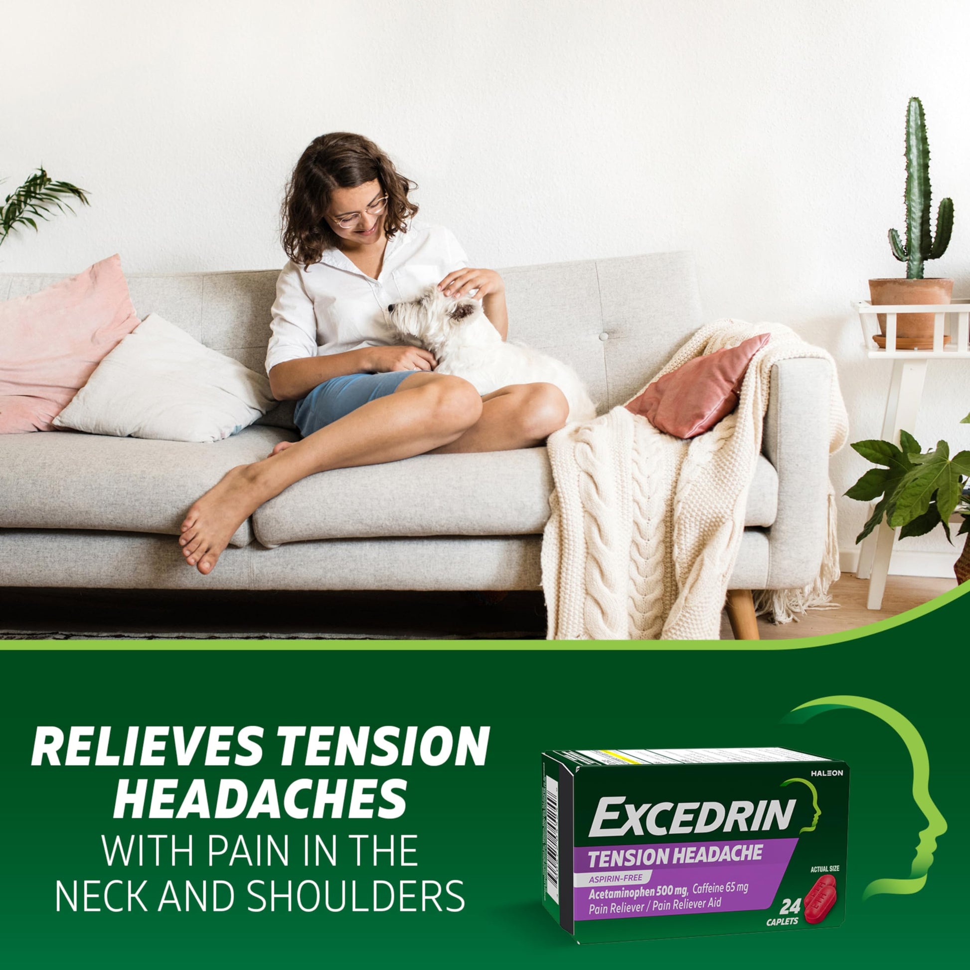 Excedrin Tension Headache Relief Caplets Without Aspirin for Head, Neck and Shoulder Pain Relief - 100 Count ExcedrinAu supplements