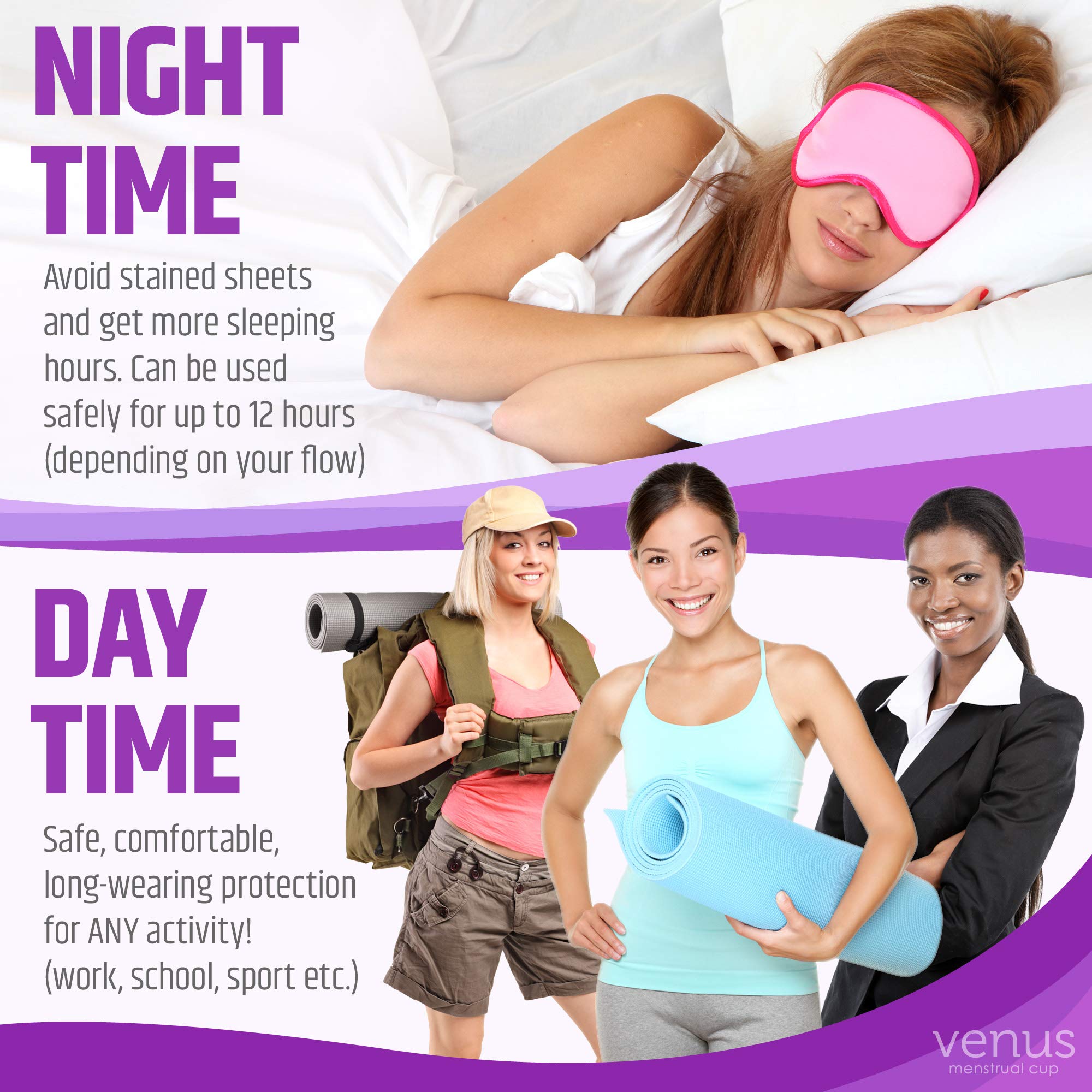 Venus Large Menstrual Cup – High Capacity for Heavy Flow -Made in USA - 100% Medical Grade Silicone VENUSAu supplements