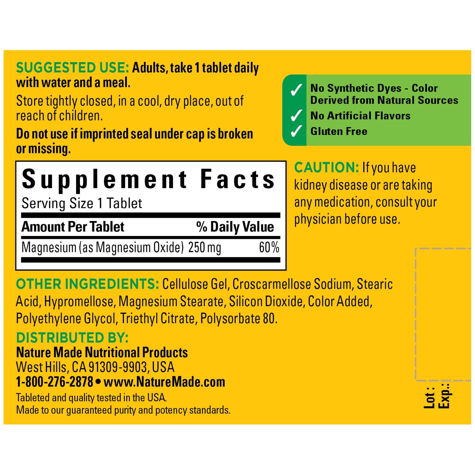 Nature Made Magnesium Oxide 250 mg, Dietary Supplement for Muscle, Heart Nature MadeAu supplements