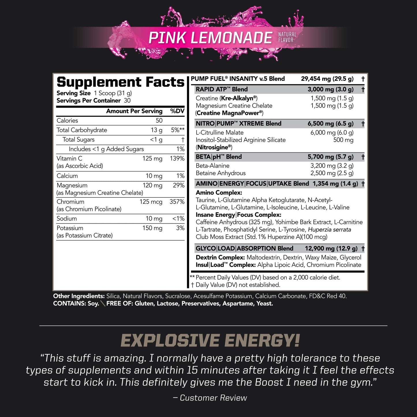 PMD Sports Ultra Pump Fuel Insanity - Pre Workout – Pink Lemonade (30 Servings) Sports PMDUS supplements