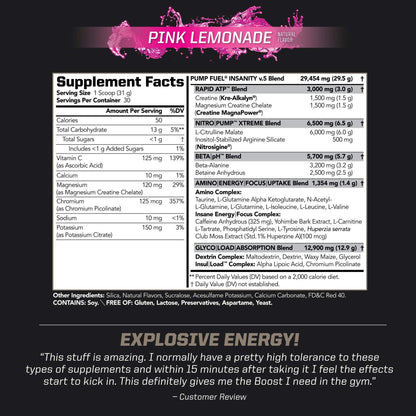 PMD Sports Ultra Pump Fuel Insanity - Pre Workout – Pink Lemonade (30 Servings) Sports PMDUS supplements