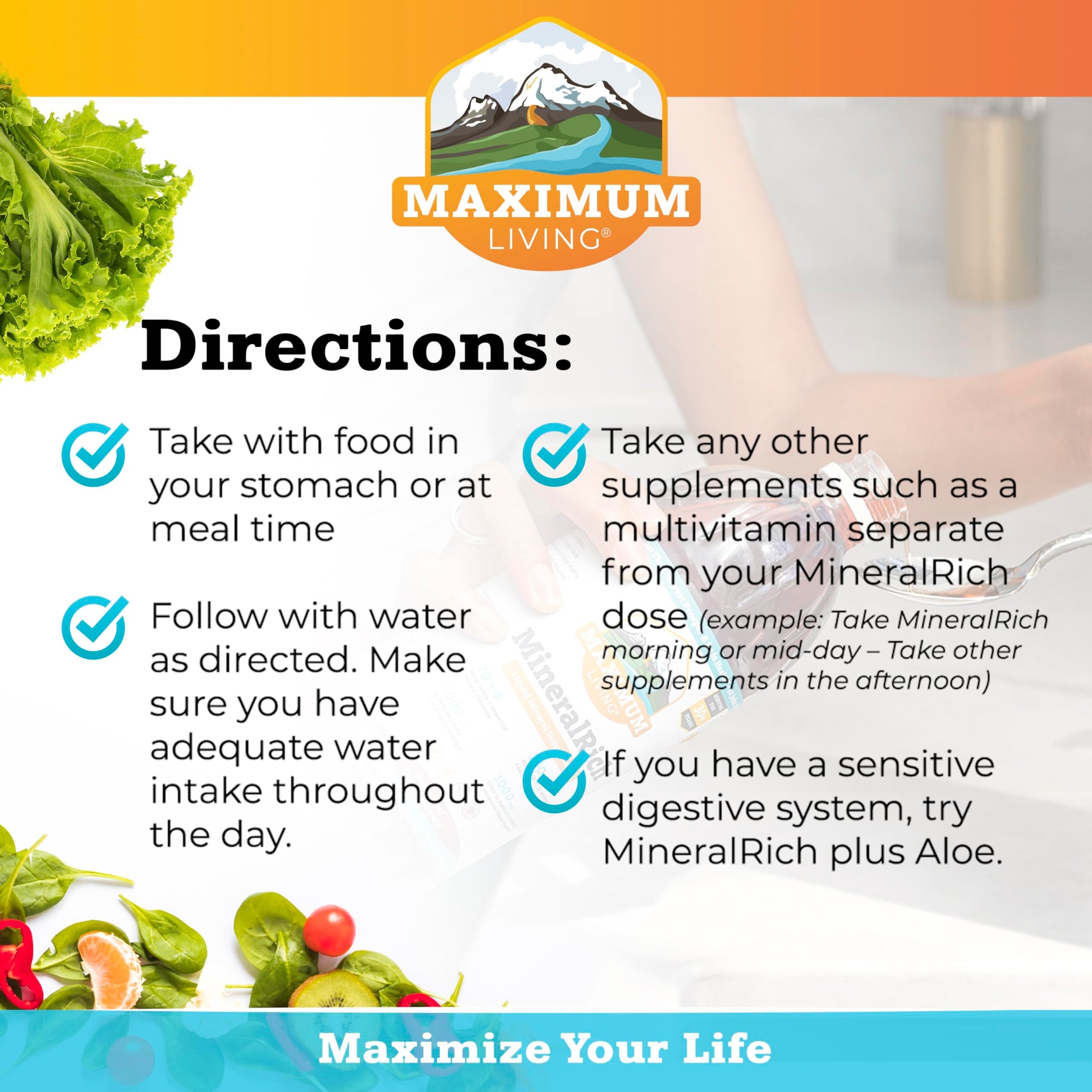Maximum Living MineralRich Minerals Supplement with Aloe - Liquid Blend of Vitamins and Trace Minerals - 32 oz Maximum LivingAu supplements