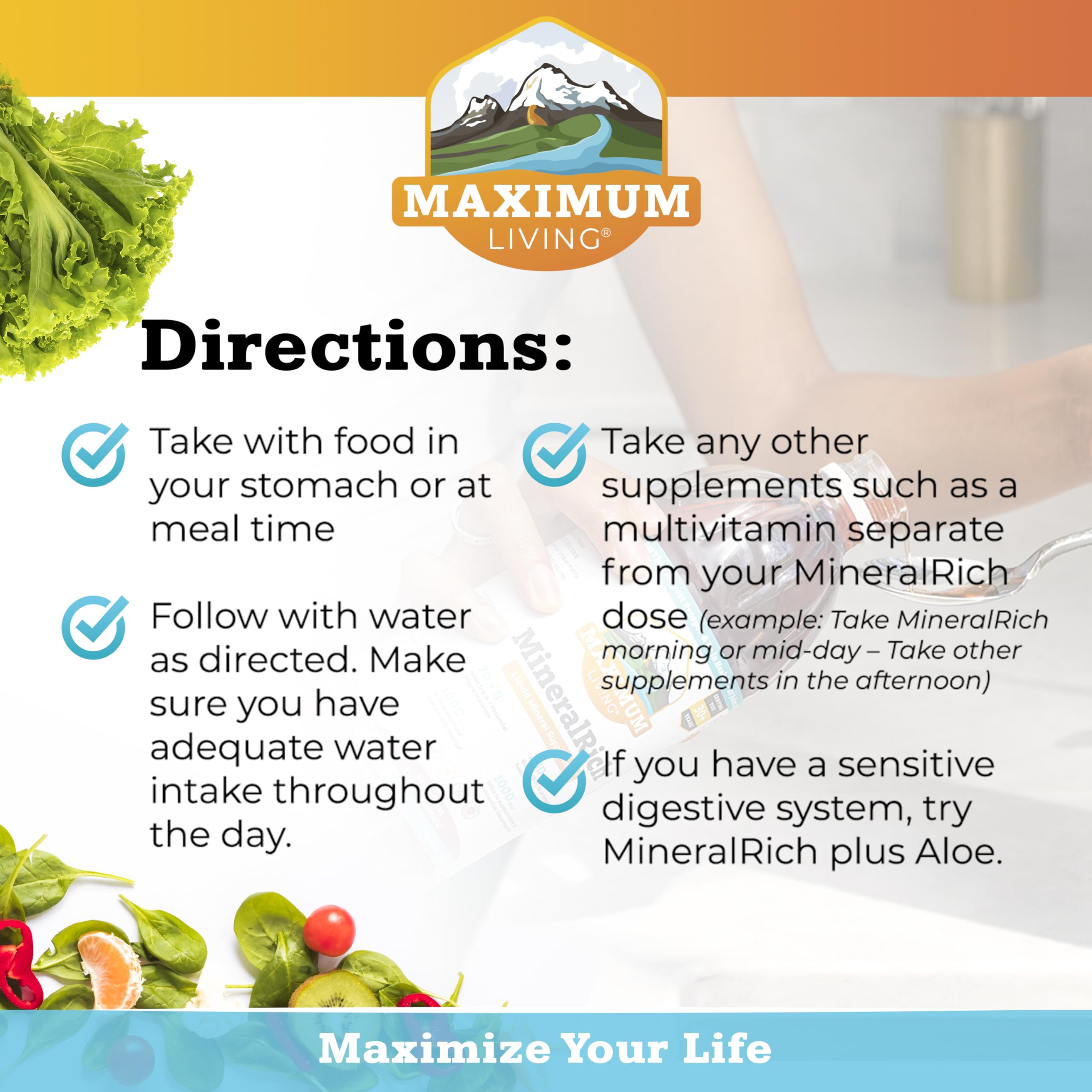 Maximum Living MineralRich Minerals Supplement with Aloe - Liquid Blend of Vitamins and Trace Minerals - 32 oz Maximum LivingAu supplements