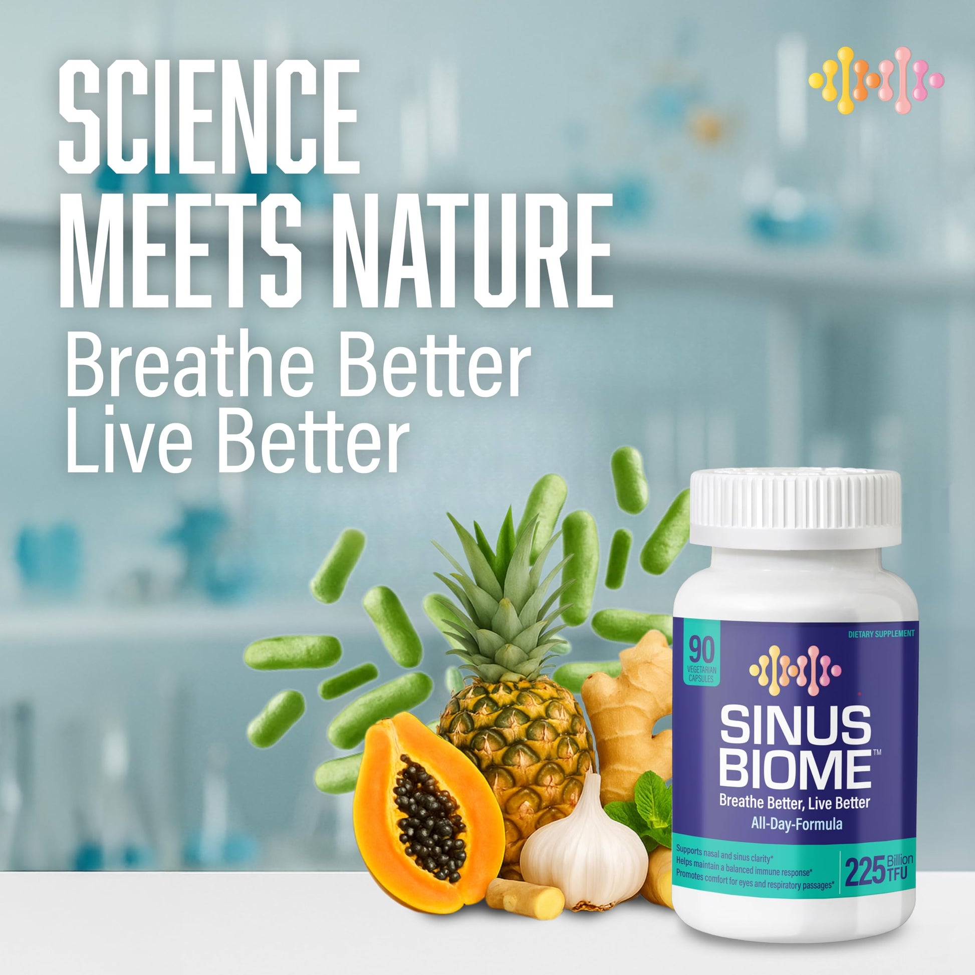 NANOWELL Sinus Biome All-Day Formula Dietary Supplement, 90 Vegetarian Capsules, 225 Billion TFU for Nasal, Sinus, Respiratory Support NANOWELLAu supplements