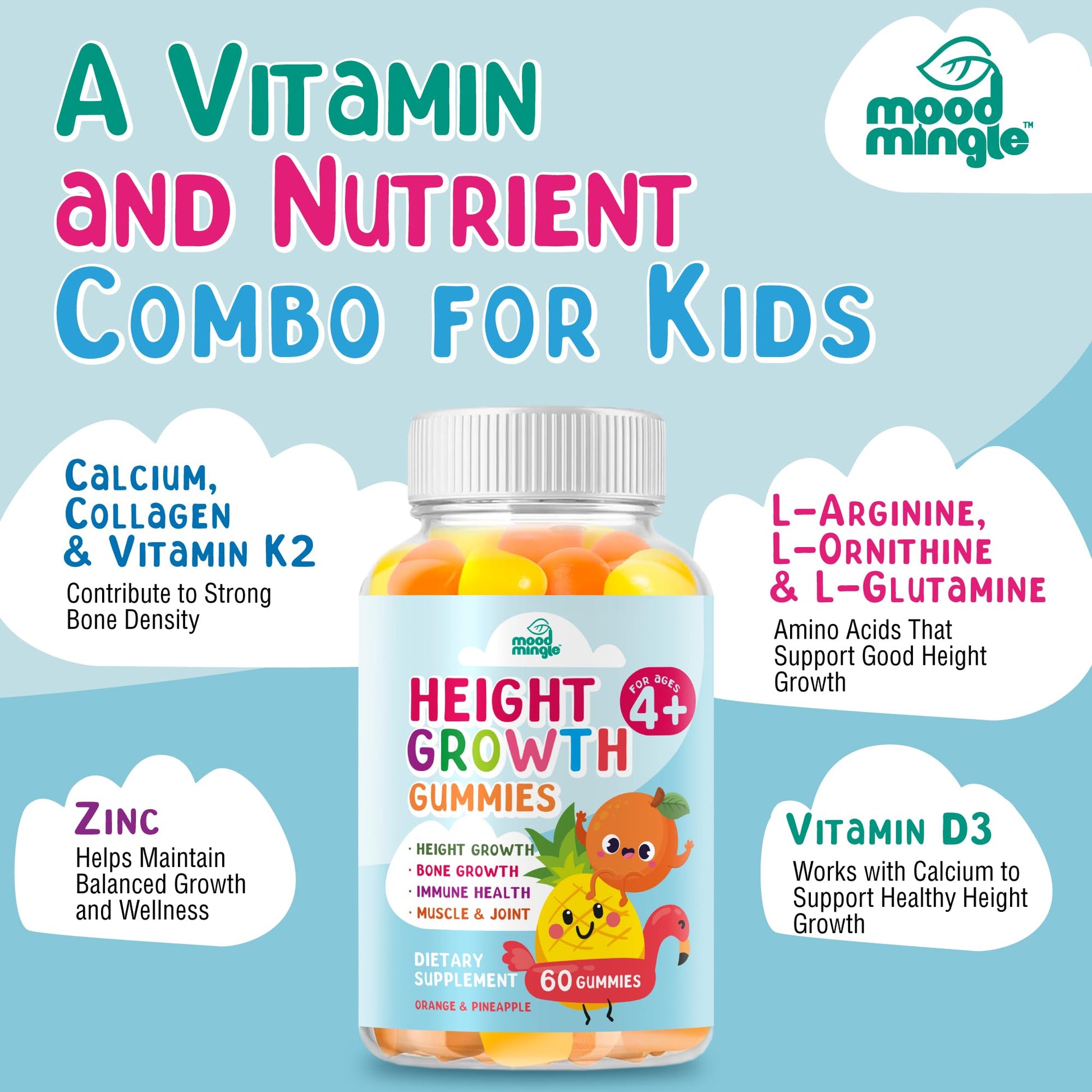 Height Growth Gummies Supplement - Kids Teens Height Increaser Maximizer Grow Taller Vitamins Mood MingleAu supplements