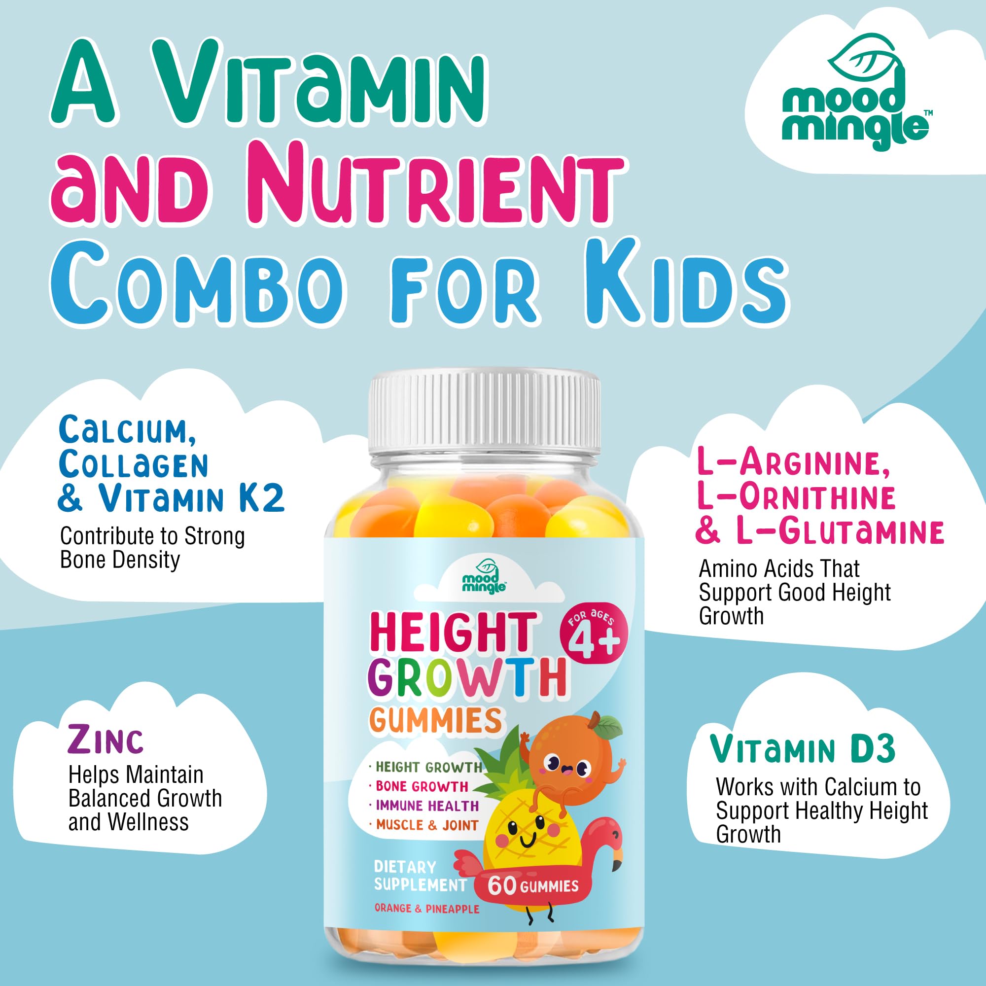 Height Growth Gummies Supplement - Kids Teens Height Increaser Maximizer Grow Taller Vitamins Mood MingleAu supplements