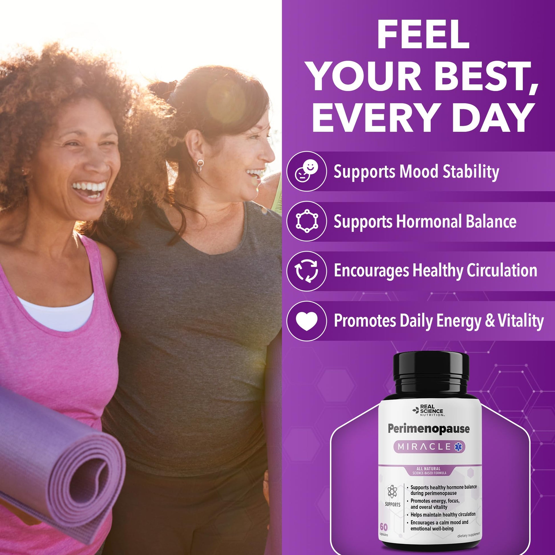 Real Science Perimenopause Supplements for Women for Hormone Balance & Energy Support – Nitric Oxide Formula with Vinitrox, GABA & Essential Vitamins for Hot Flashes, Mood & Energy – 60 Caps Real Science NutritionAu supplements