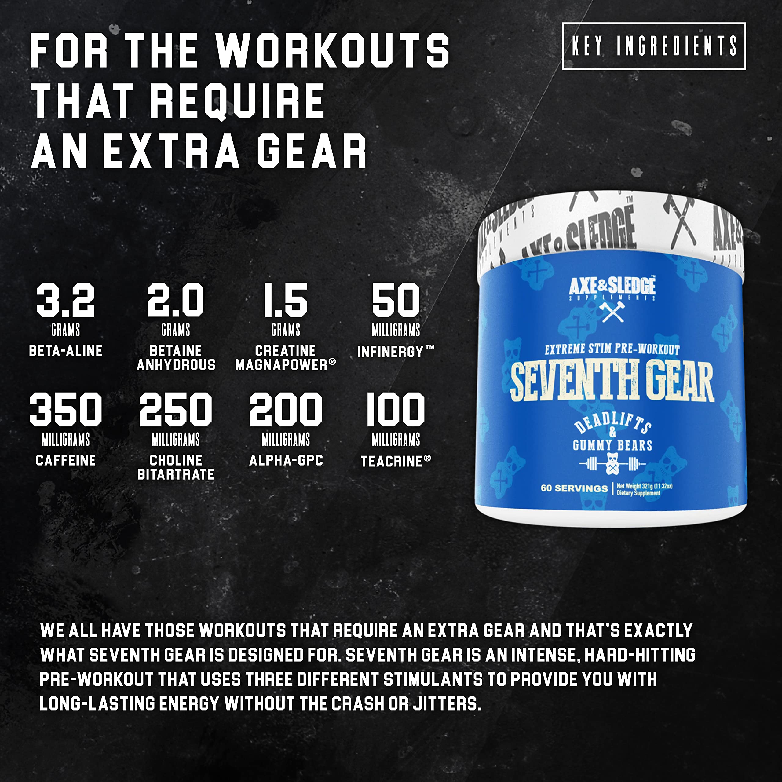 Axe & Sledge Supplements Seventh Gear Extreme Stimulant-Based Pre-Workout Axe & SledgeAu supplements