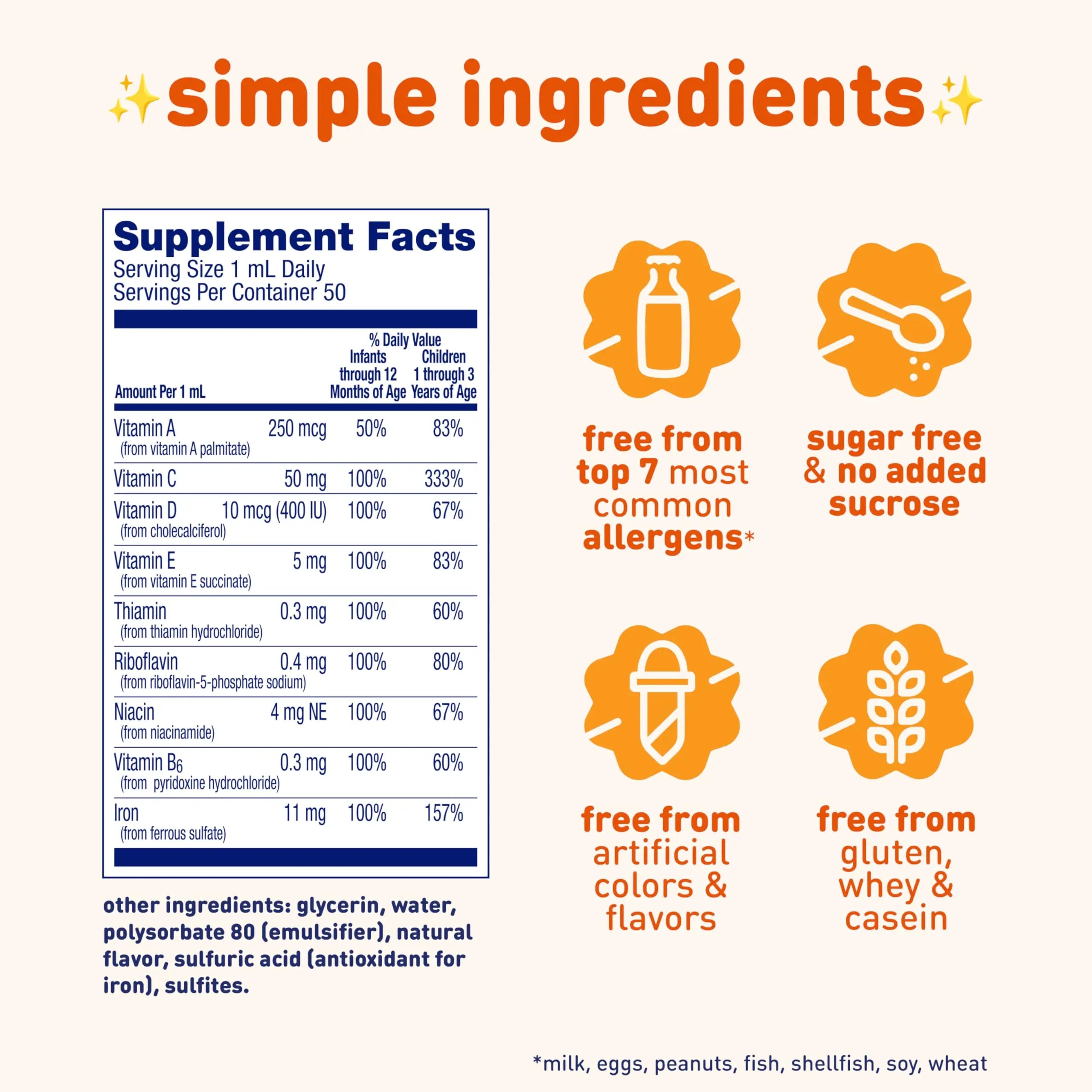 Enfamil Poly-Vi-Sol and Fer-in-Sol Iron Liquid Drop Multivitamin Supplements for Infants and Toddlers, 2x50 mL Dropper Bottle Enfamil Prenatals & Baby VitaminsAu supplements