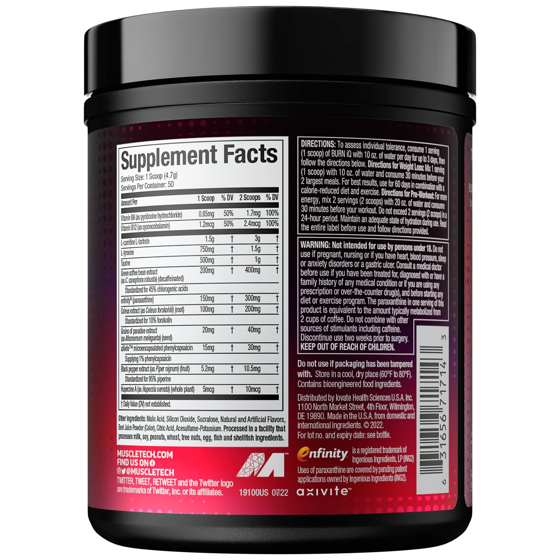 MuscleTech Burn IQ Smart Thermo Supplement Fueled with Paraxanthine Enhanced Energy MuscleTechUS supplements