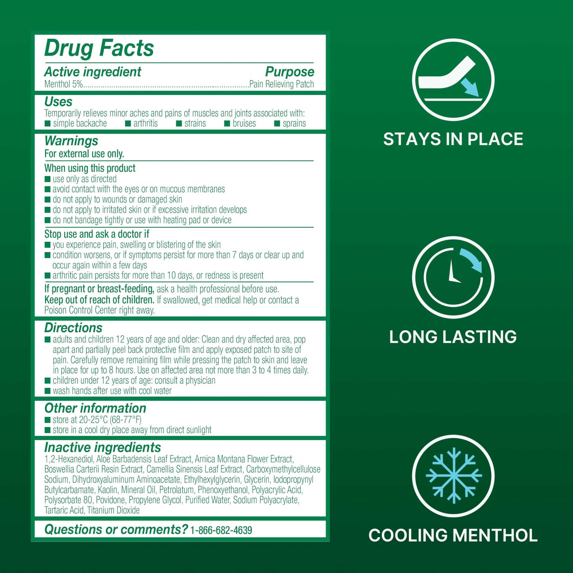 Biofreeze XL Pain Relief Patches, Menthol Pain Patches for Lower Back, Neck, Knee, & Shoulder, Comfortable & Flexible Fabric Stays in Place, 4 ct BiofreezeAu supplements