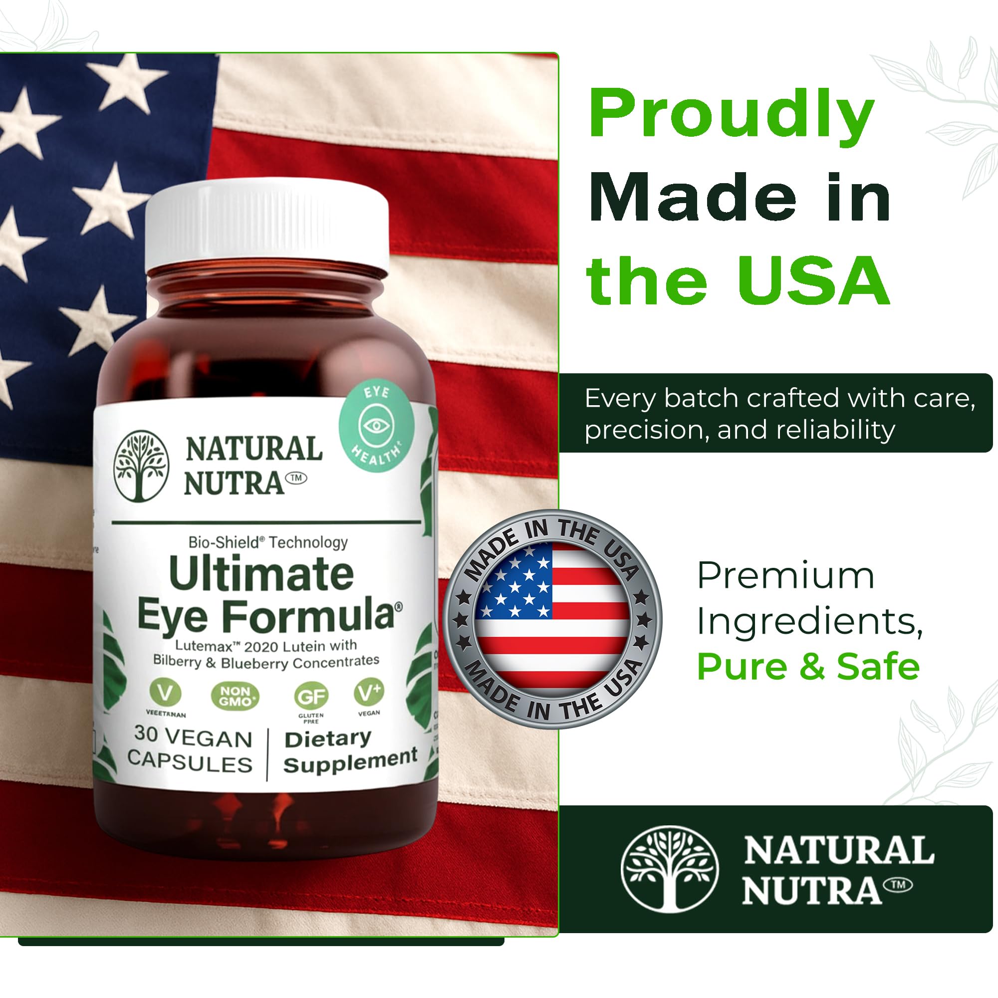 Natural Nutra Ultimate Eye Health Supplement - Bilberry & Blueberry Extract Blend for Day and Night Vision Support, Promotes Color Perception & Eye Clarity - Non-GMO, Vegan - 30 Capsules (Pack of 3) Natural NutraAu supplements