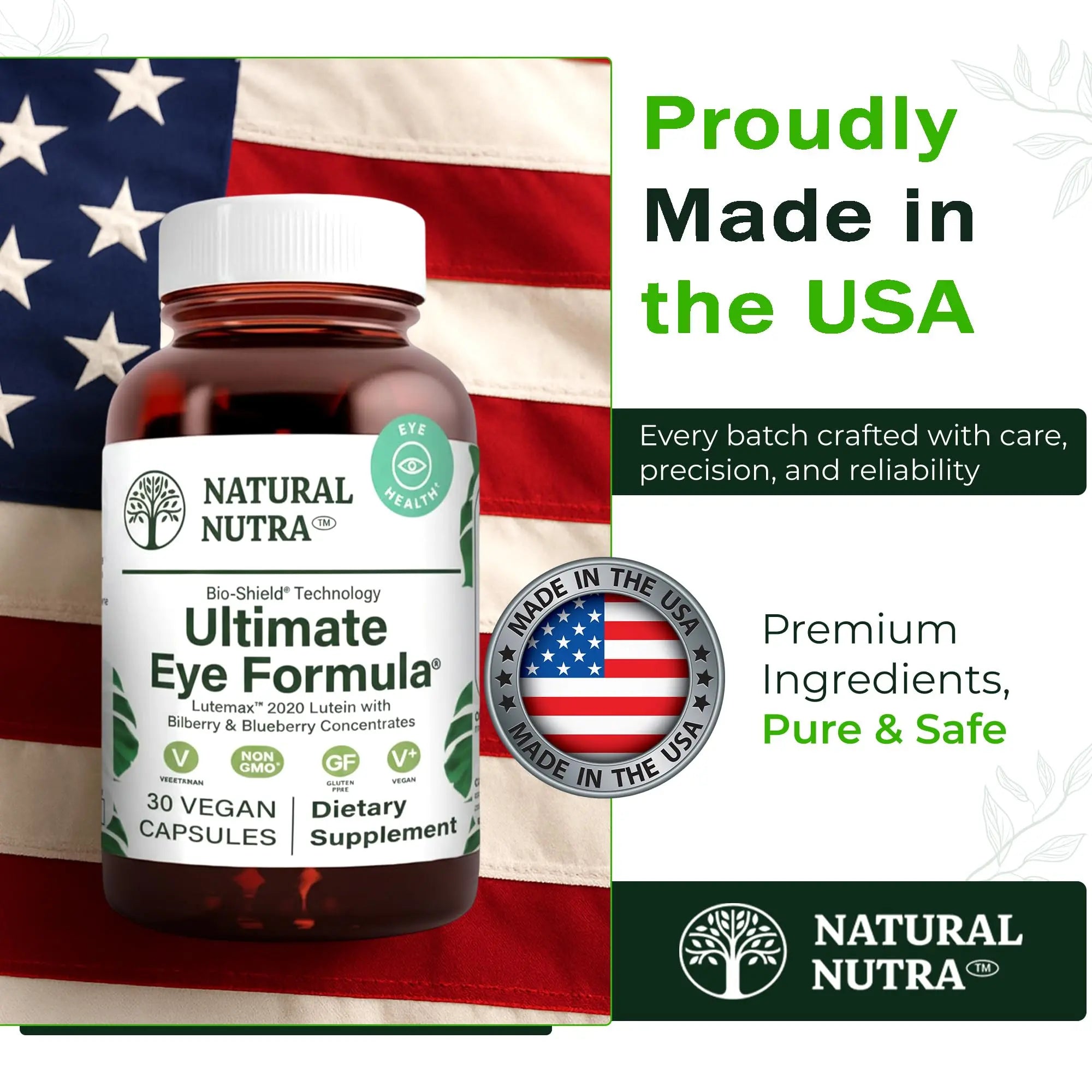 Natural Nutra Ultimate Eye Health Supplement - Bilberry & Blueberry Extract Blend for Day and Night Vision Support, Promotes Color Perception & Eye Clarity - Non-GMO, Vegan - 30 Capsules (Pack of 3) Natural Nutranz supplements
