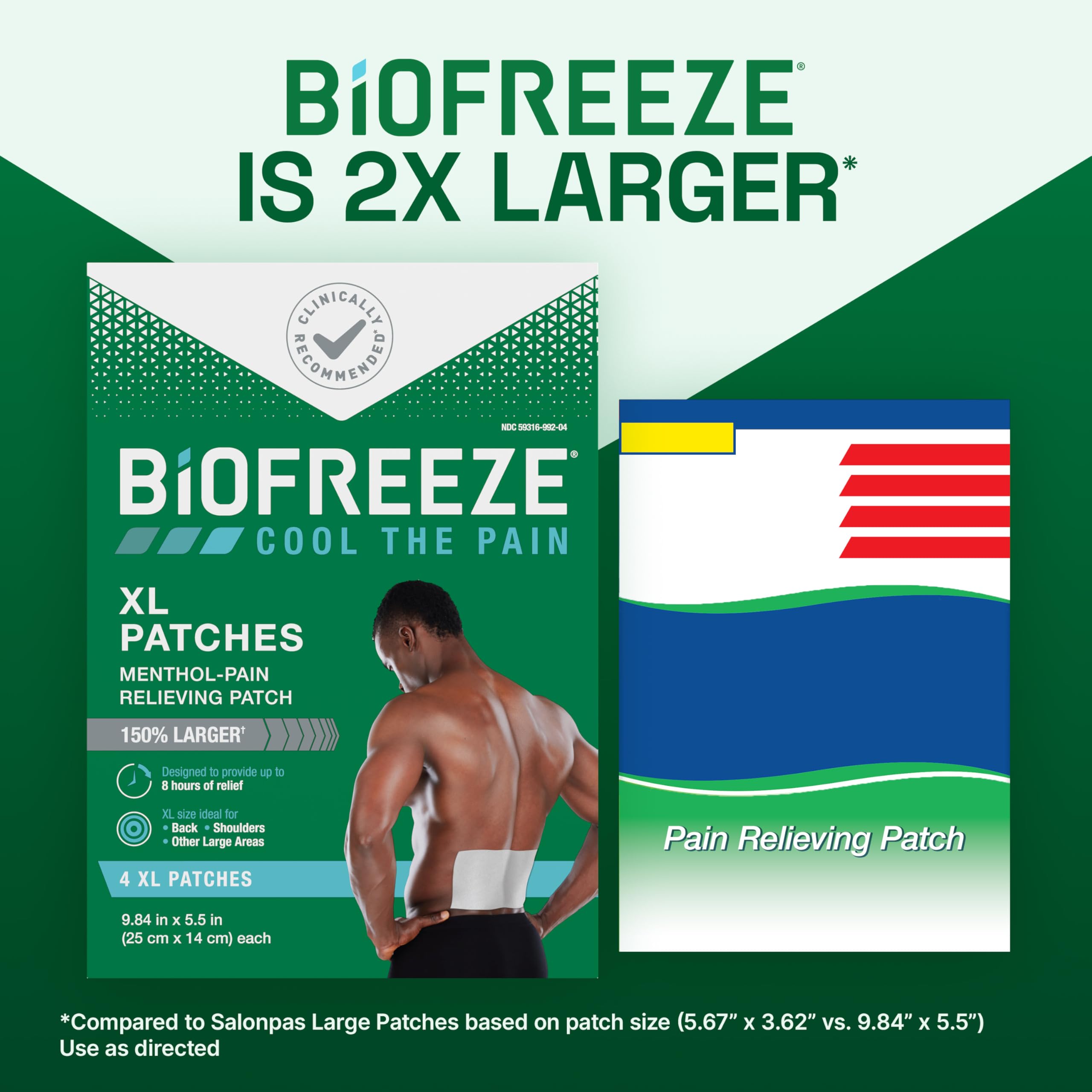 Biofreeze XL Pain Relief Patches, Menthol Pain Patches for Lower Back, Neck, Knee, & Shoulder, Comfortable & Flexible Fabric Stays in Place, 4 ct BiofreezeAu supplements