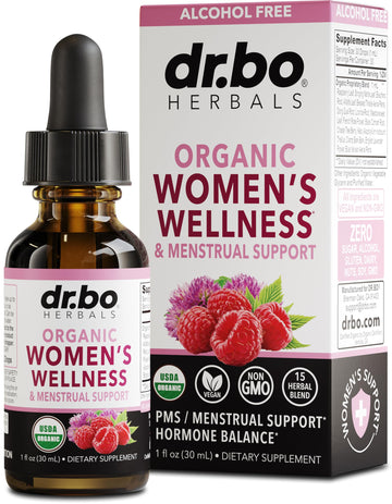 Hormone Balance for Women & PMS Relief - Women's Wellness Organic Hormonal Balance Supplements Liquid Drops & Menstrual Cramp Period Support - Raspberry Leaf, Chasteberry, Black Cohosh Supplement 1 Oz DR. BOAu supplements