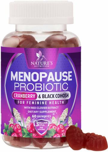 Menopause Supplement Gummies - 3 Billion CFU Women's Probiotics - Advanced Menopause Relief Formula for Women with Black Cohosh & Red Clover - Mild Hot Flashes & Night Sweats Support - 60 Gummies Nature's NutritionAu supplements
