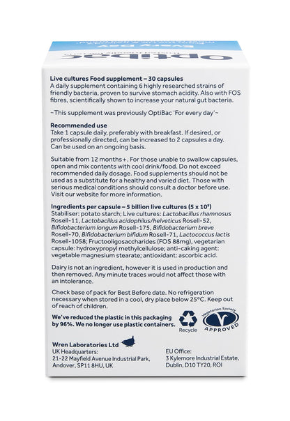 Optibac Probiotics Every Day - Digestive Probiotic Supplement with 5 Billion Bacterial OptiBacUS supplements