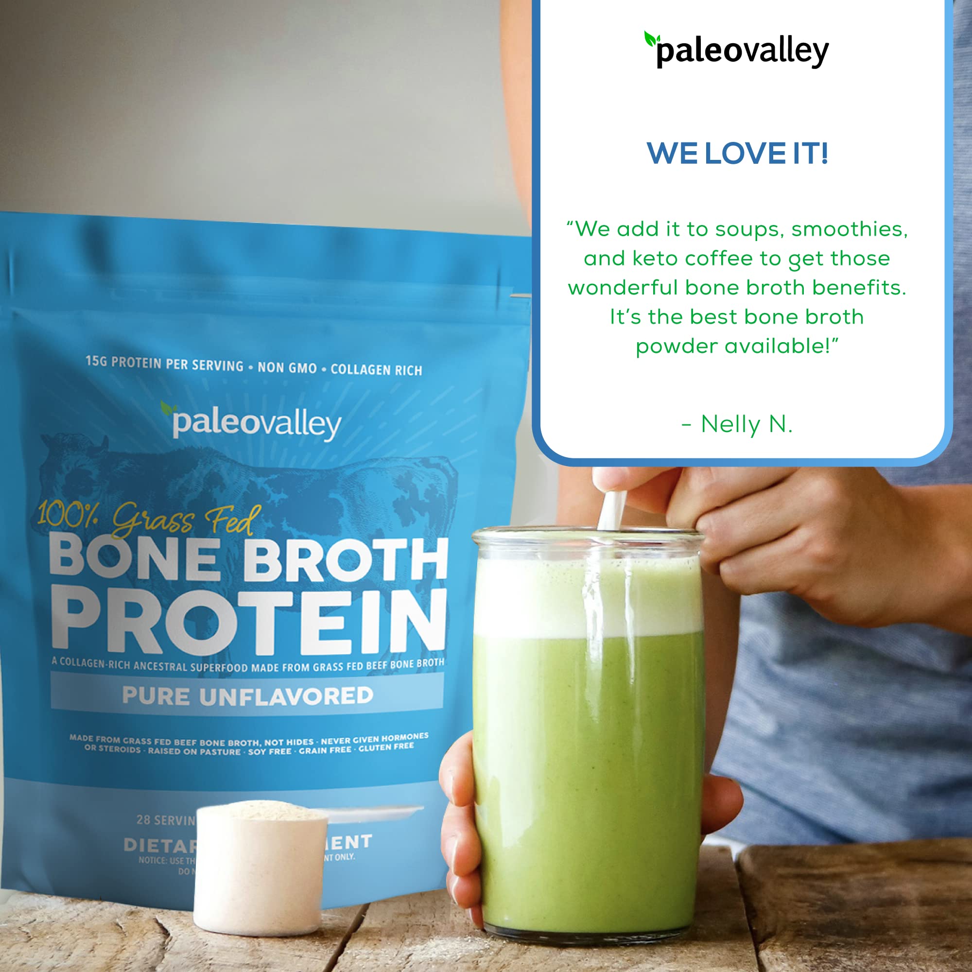 Paleovalley 100% Grass Fed Beef Bone Broth Protein Powder - Rich in Collagen Peptides PaleovalleyUS supplements