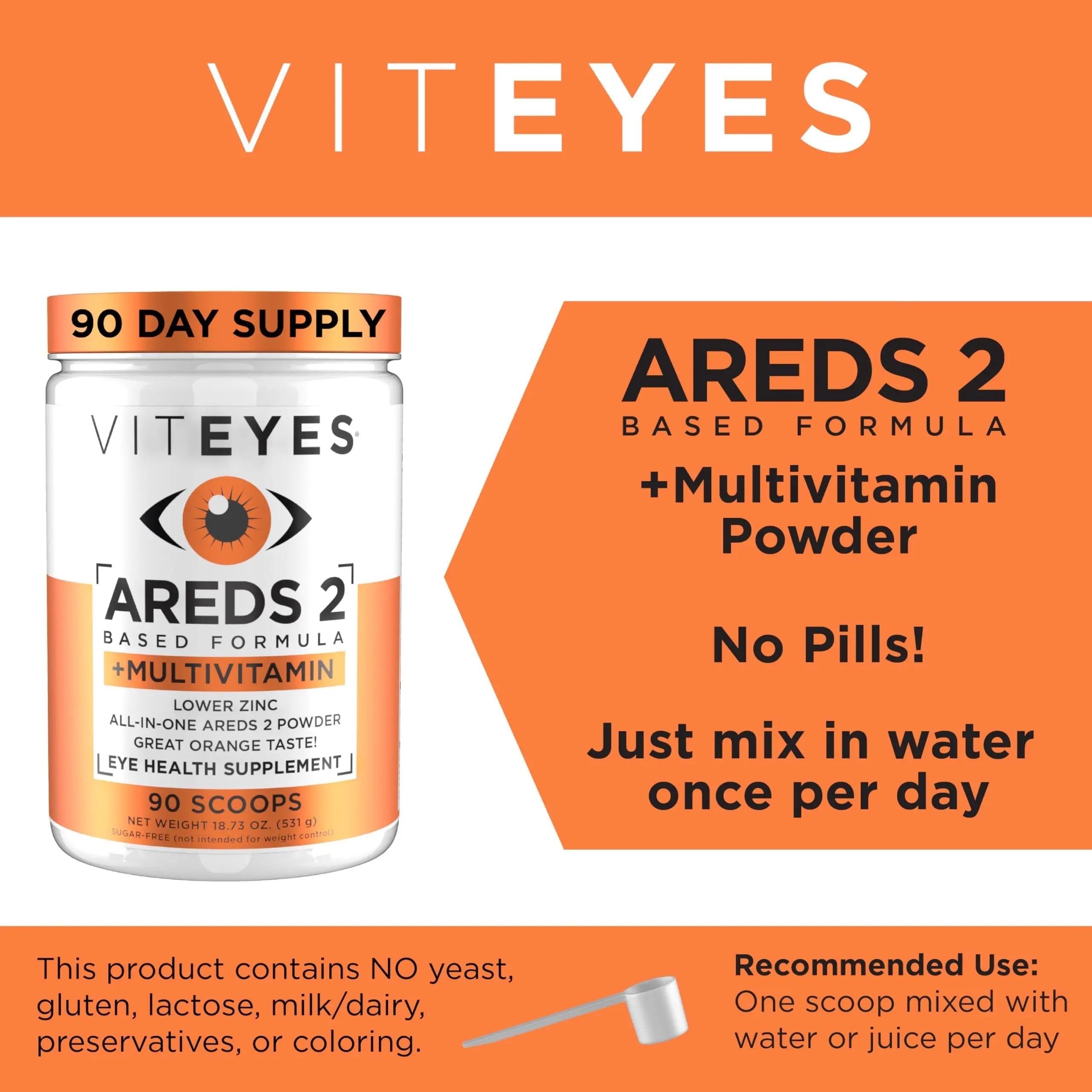 Viteyes AREDS 2 Powder + Multivitamin All-in-One, Macular Protection, Alternative to AREDS 2 chewables, No Pills, Lutein & Zeaxanthin ViteyesAu supplements
