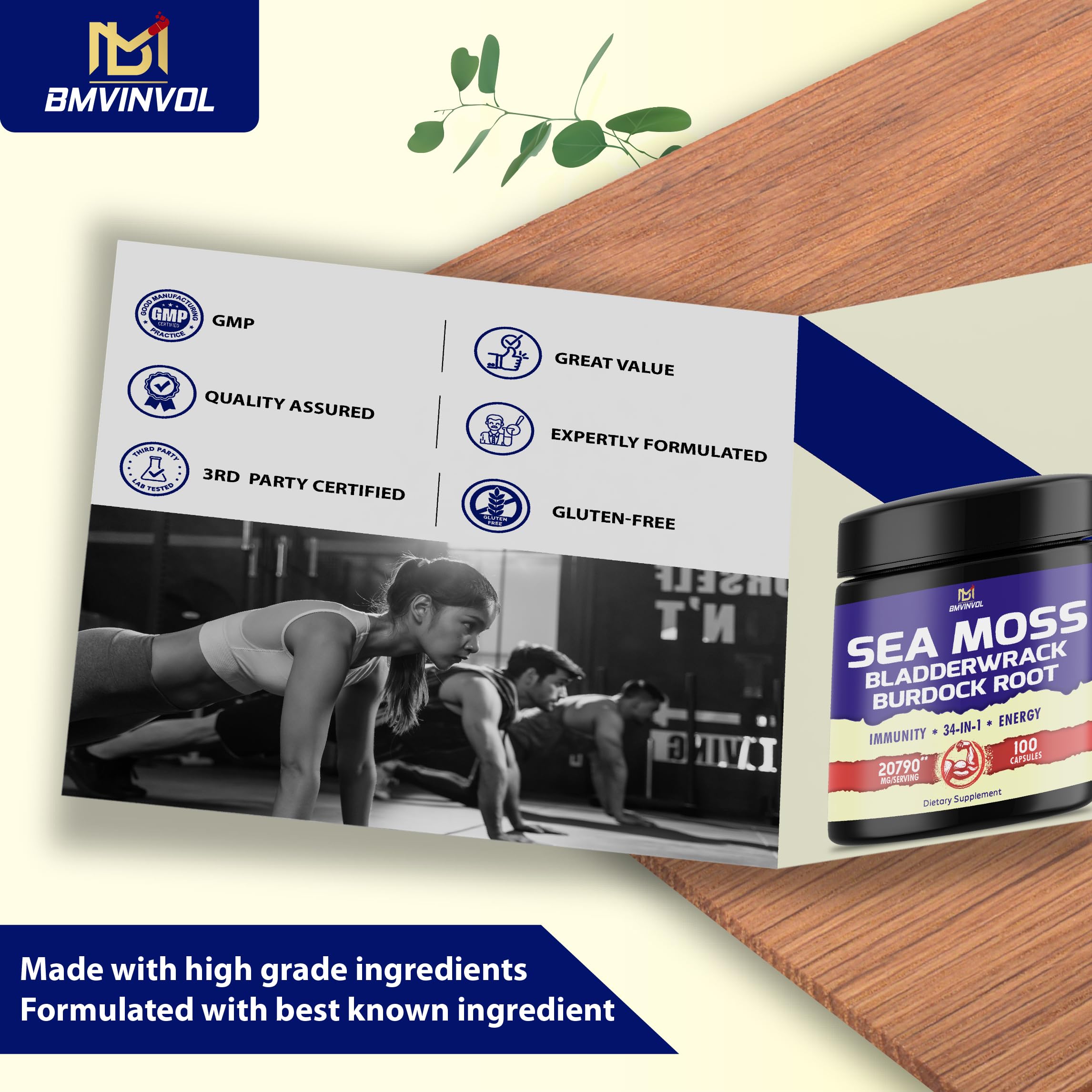 BMVINVOL 100 Capsules - Sea Moss Capsules 20790mg with Bladderwrack, Burdock BMVINVOLUS supplements