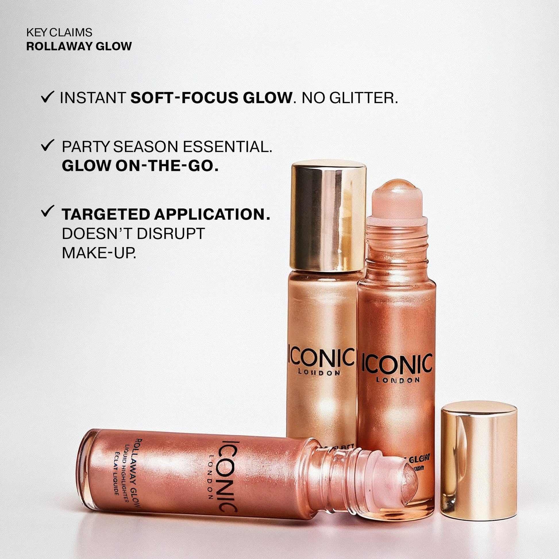 ICONIC LONDON Rollaway Glow | Liquid Highlighter for a Radiant Glow, Cruelty-Free, Vegan Makeup (Champagne Chic) 0.27 Fl oz ICONIC LONDONAu supplements