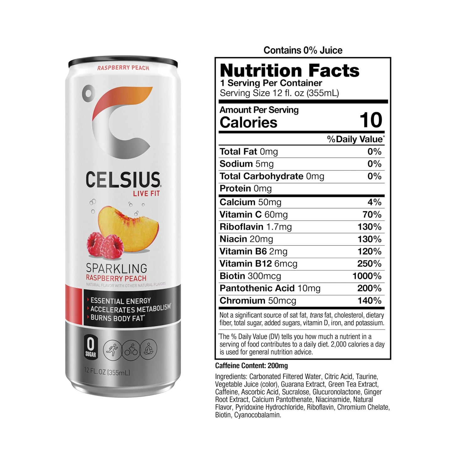 CELSIUS Sparkling Raspberry Peach, Functional Essential Energy Drink 12 Fl Oz (Pack of 12) CELSIUSUS supplements