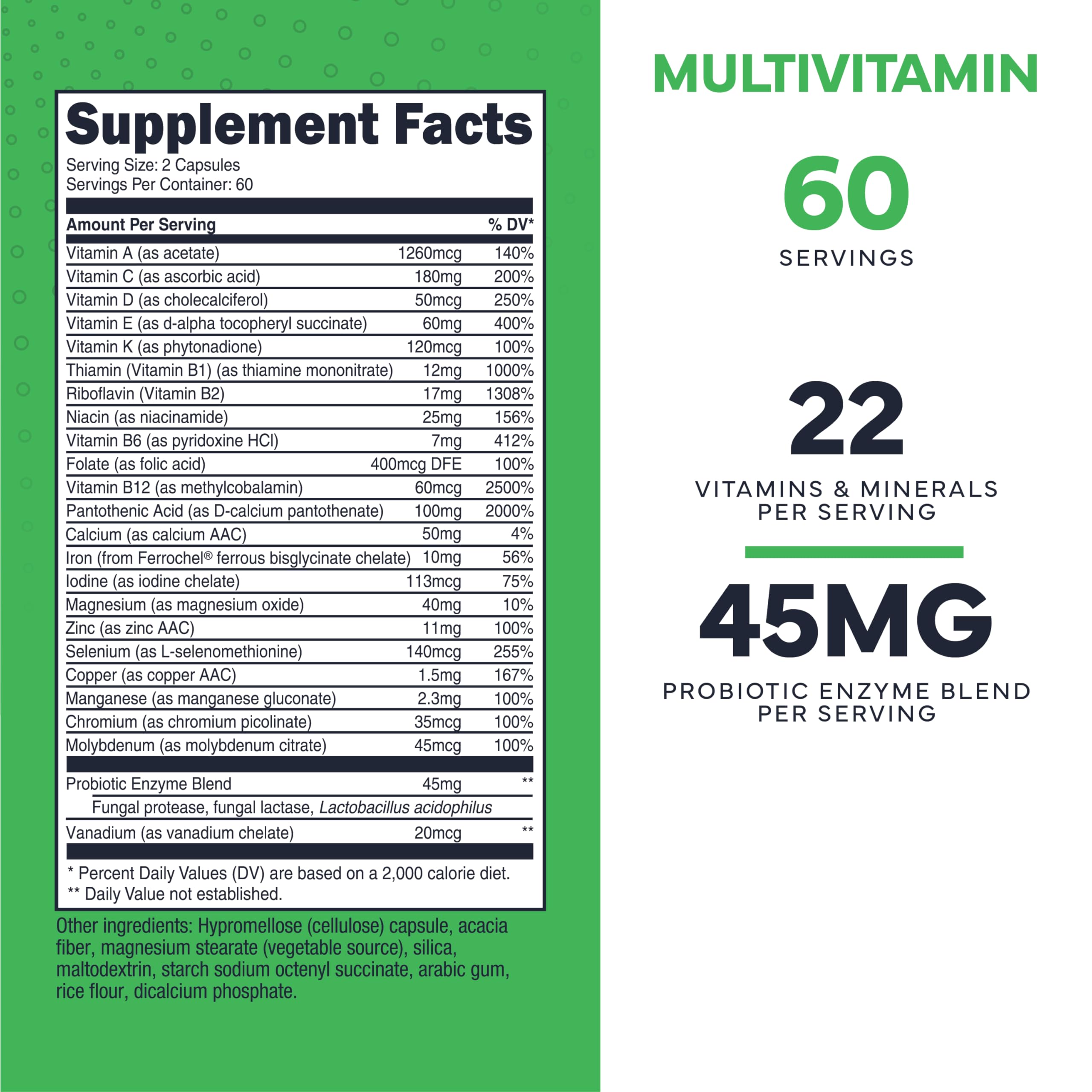 Type Zero Multivitamin Capsules (120 Capsules) (1300 mg) - with Probiotics + 22 Vitamins and Minerals, GMO-Free Type ZeroUS supplements