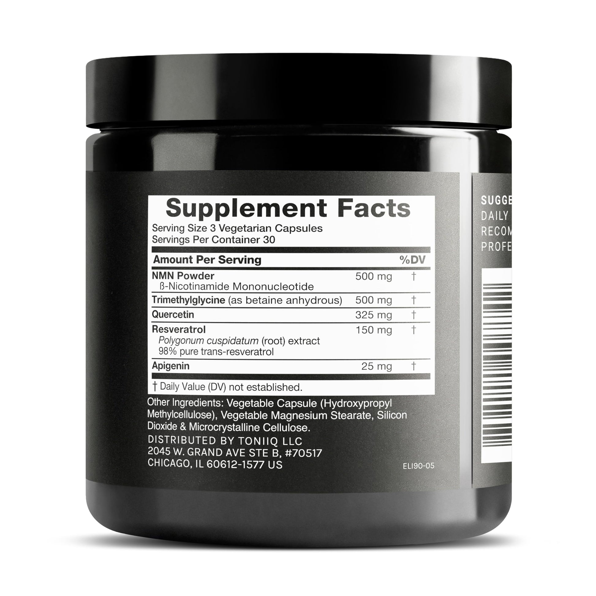 1500mg NMN Supplement with Resveratrol – High Potency Nicotinamide Mononucleotide 500mg with Trimethylglycine, Quercetin, Resveratrol & Apigenin – Pure NMN Capsules – Third-Party Tested – 30 Servings ToniiqAu supplements