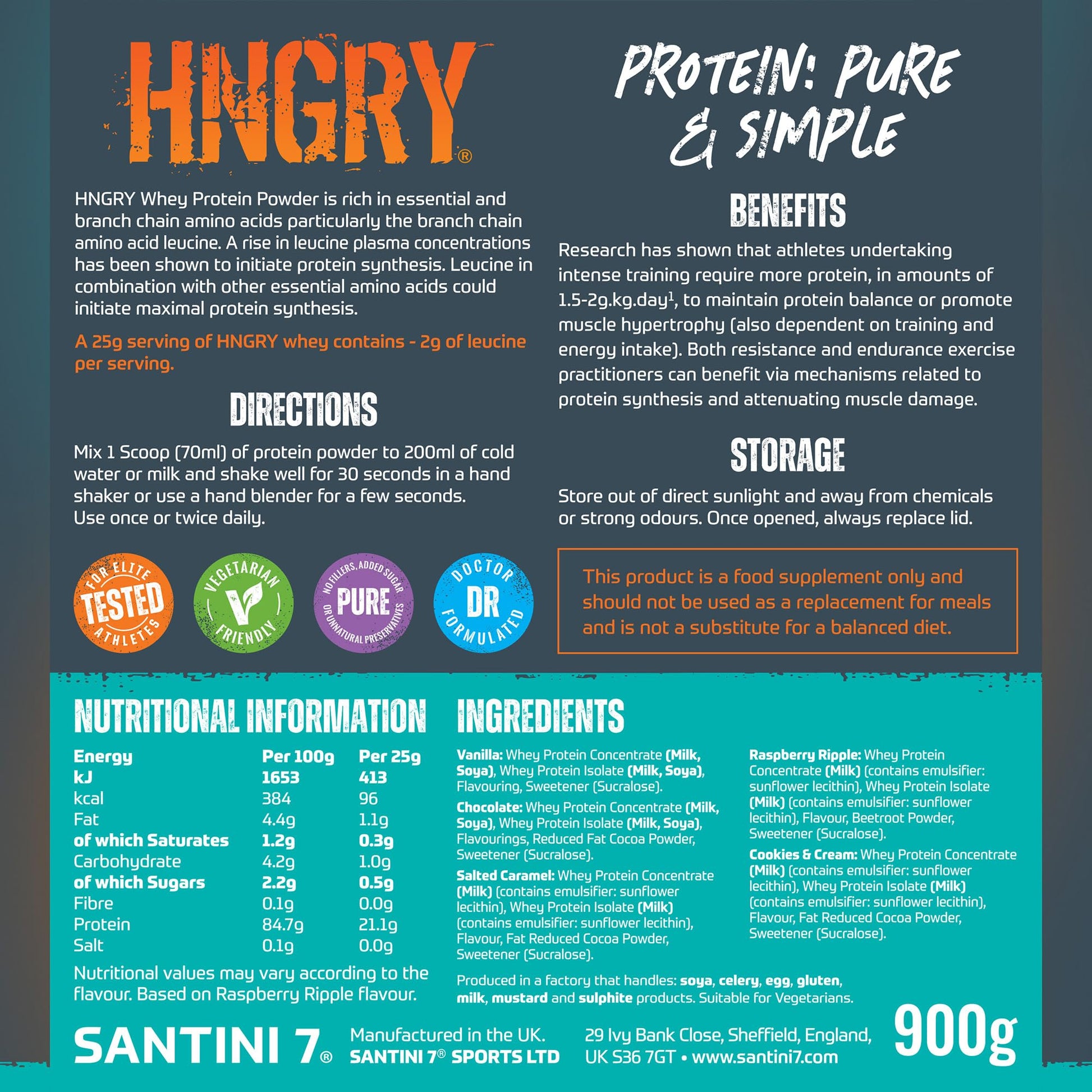 HNGRY Protein Whey Protein Powder Shake with 80% Protein Whey, 900g and 36 Servings HNGRY ProteinAu supplements