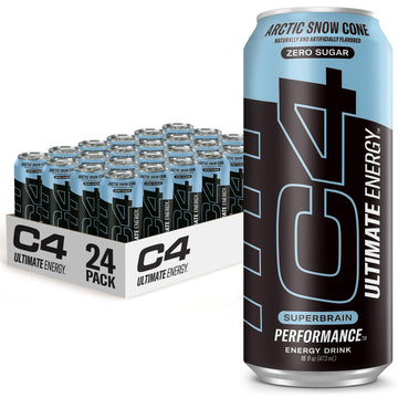 C4 Ultimate Sugar Free Energy Drink 16oz (Pack of 24) | Arctic Snow Cone | Pre Workout CellucorAu supplements