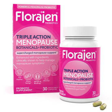 Florajen Triple-Action Menopause Probiotic - Hormonal Balance, Hot Flash, & Mood Swing Relief - Weight Management & Digestive Support - Featuring Berberine, Black Cohosh, & Botanical - 30 Capsules FlorajenAu supplements