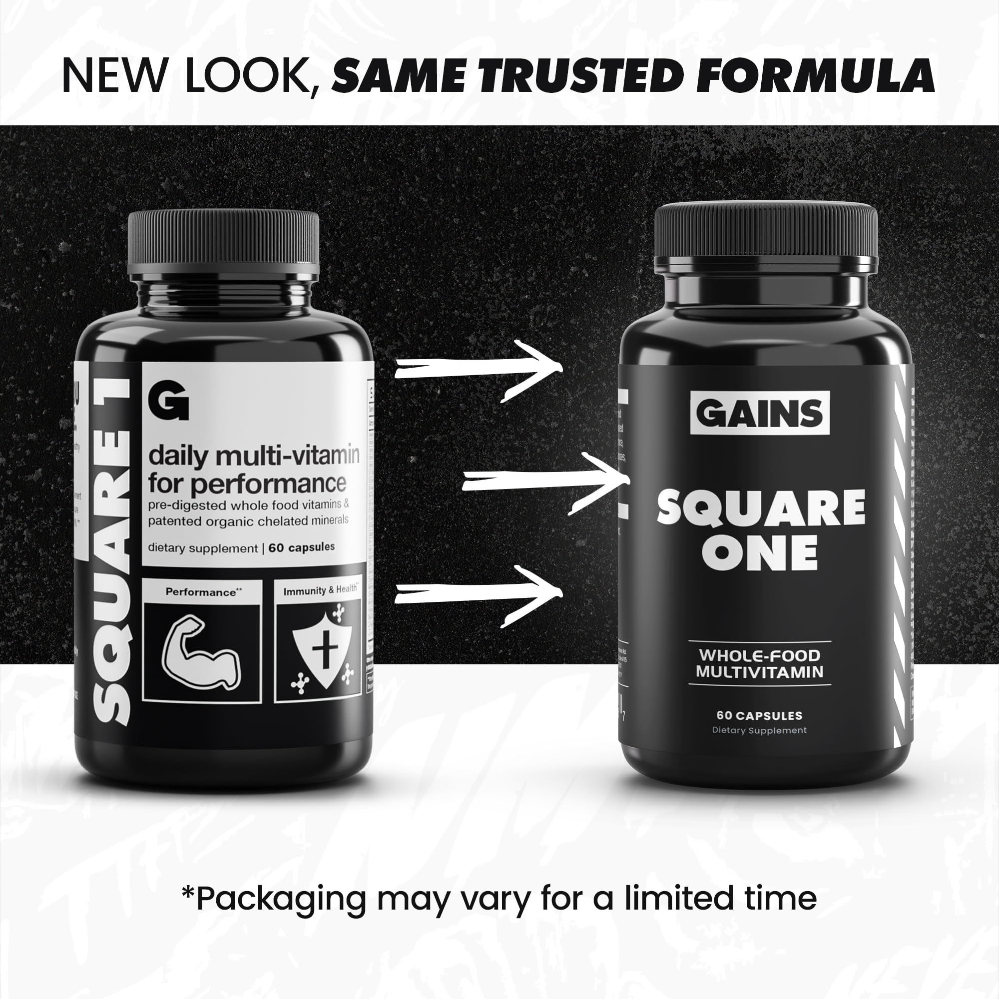 Gains in Bulk Square 1 Multivitamin and Mineral Supplement for Women and Men, Vitamins, Digestive Enzymes and Organic Minerals for Muscle Health, Performance and Immune Support, 90 Capsules GAINS IN BULK GAINSINBULK.COMAu supplements
