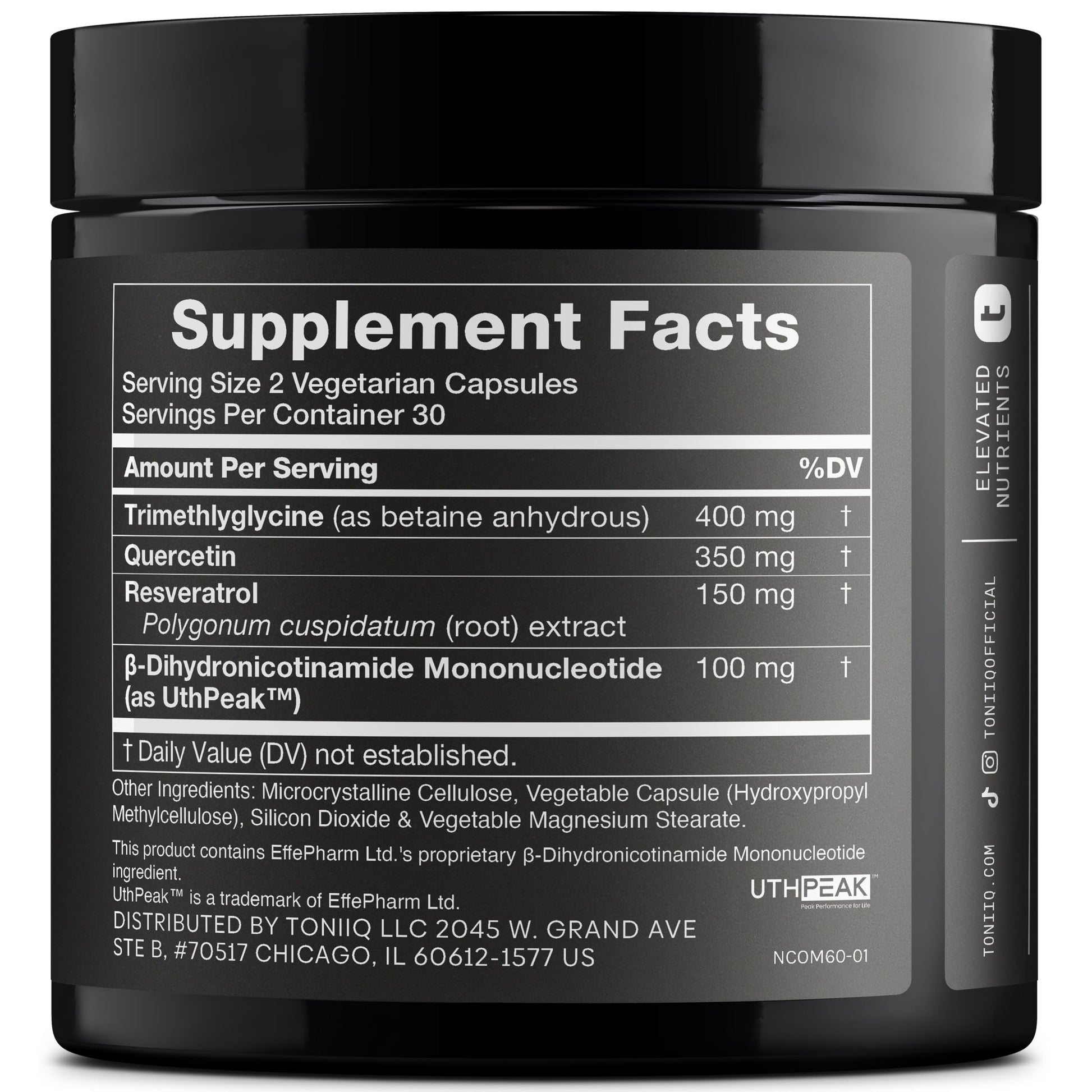 Toniiq NMNH Supplement – Ultra High Potency 1,000mg Complex with Clinically Studied Uthpeak™ NMNH, Resveratrol, Quercetin & TMG – Highly Purified – Third-Party Lab Tested – 60 Capsules ToniiqAu supplements