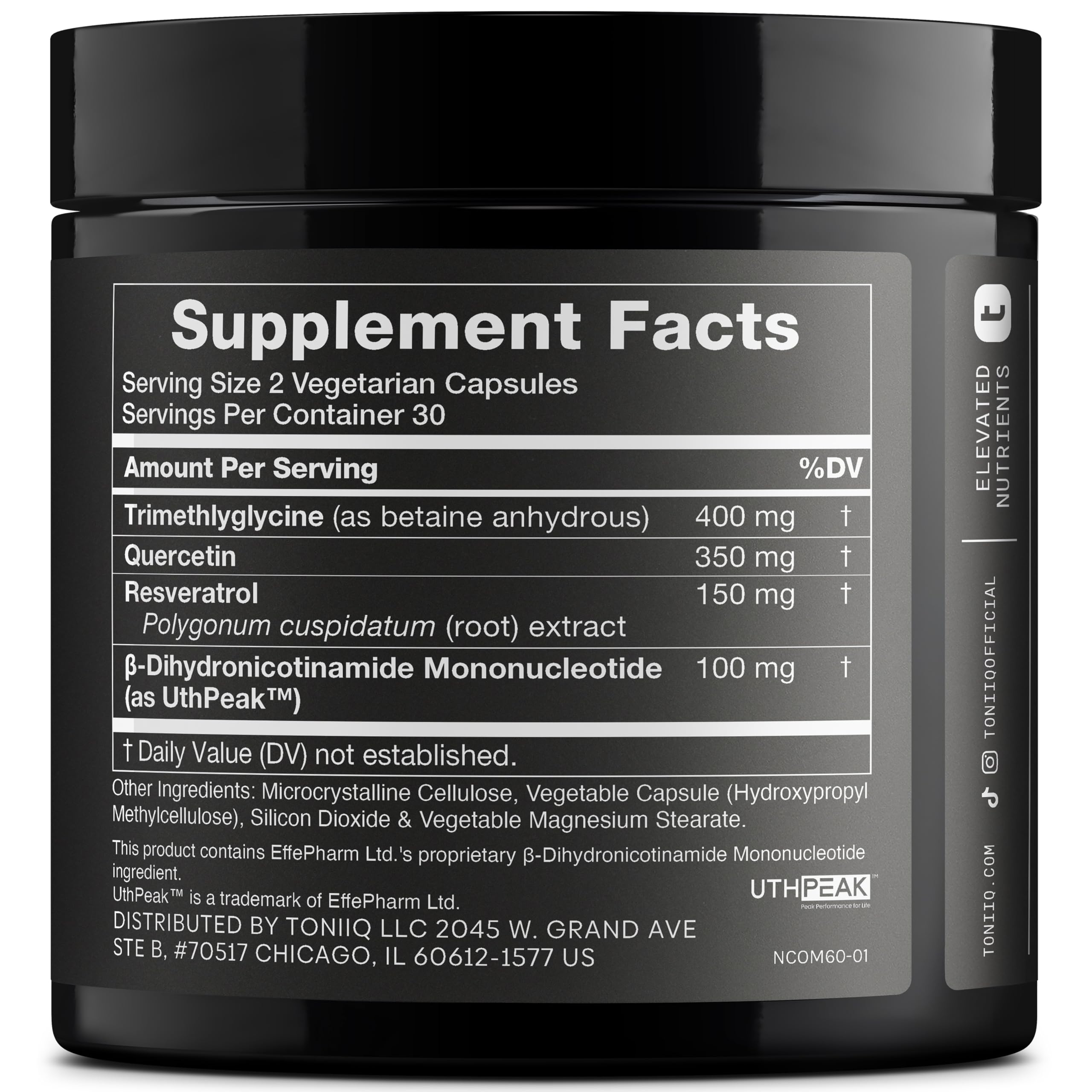Toniiq NMNH Supplement – Ultra High Potency 1,000mg Complex with Clinically Studied Uthpeak™ NMNH, Resveratrol, Quercetin & TMG – Highly Purified – Third-Party Lab Tested – 60 Capsules ToniiqAu supplements