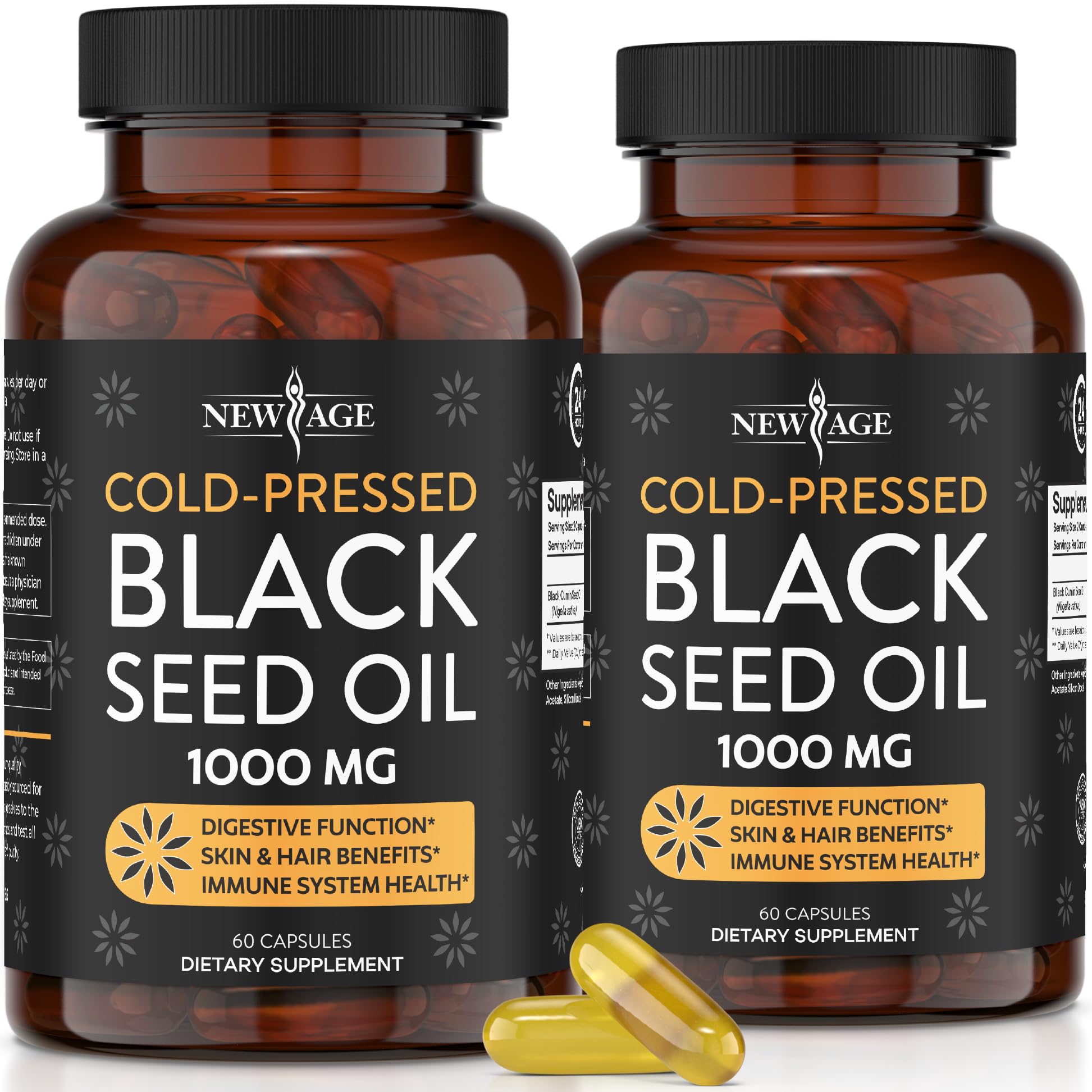 Black Seed Oil Softgel Capsules - Premium Cold-Pressed Nigella Sativa Producing Pure NEW AGEAu supplements