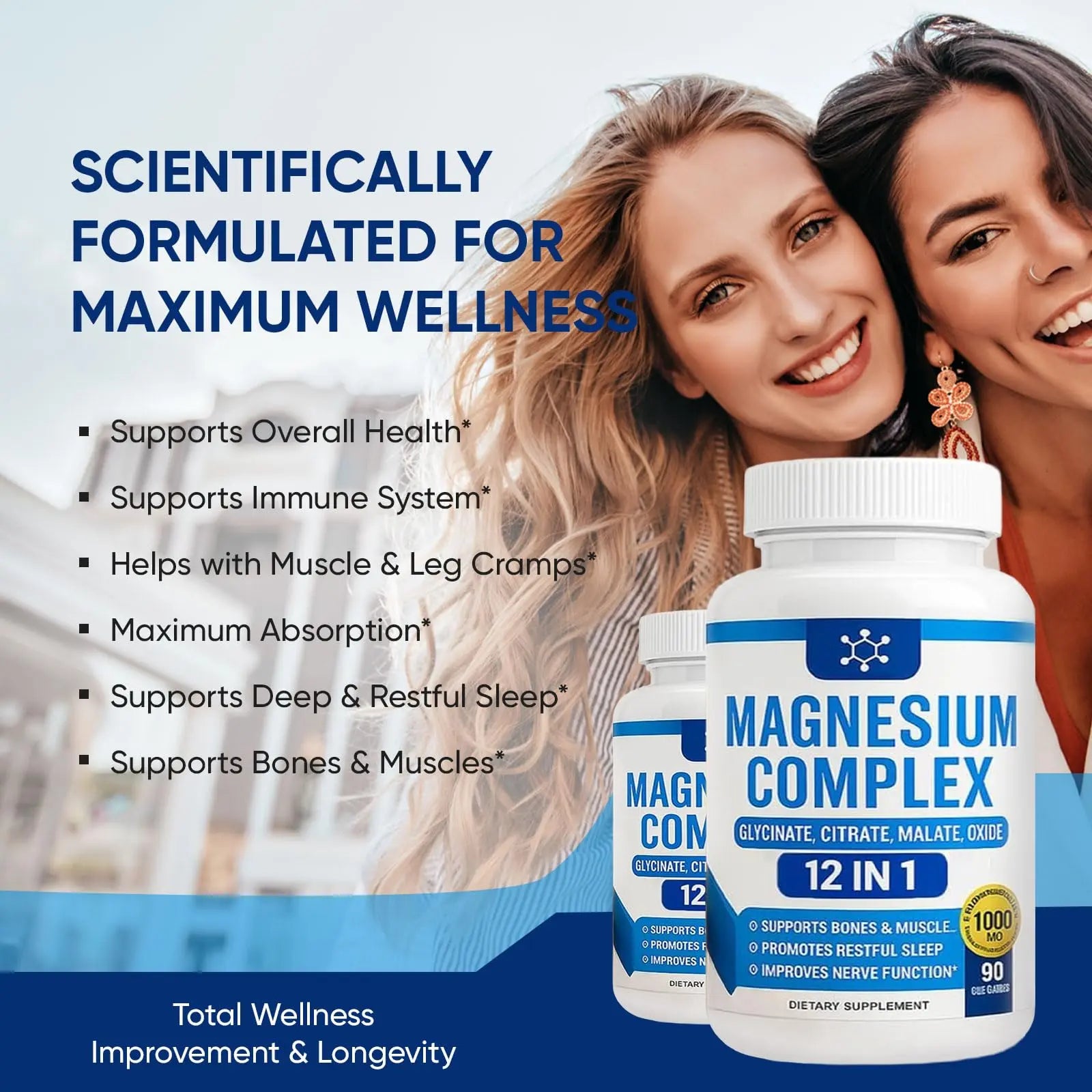 Nutrapure Magnesium Complex 7 Elemental Supplement - Magnesio Complex 1000mg Forms Including Glycinate, Citrate, Malate, Taurate Chelated | Energy Support | Vegan Non-GMO, 90 Capsules (2) WSJAWHnz supplements