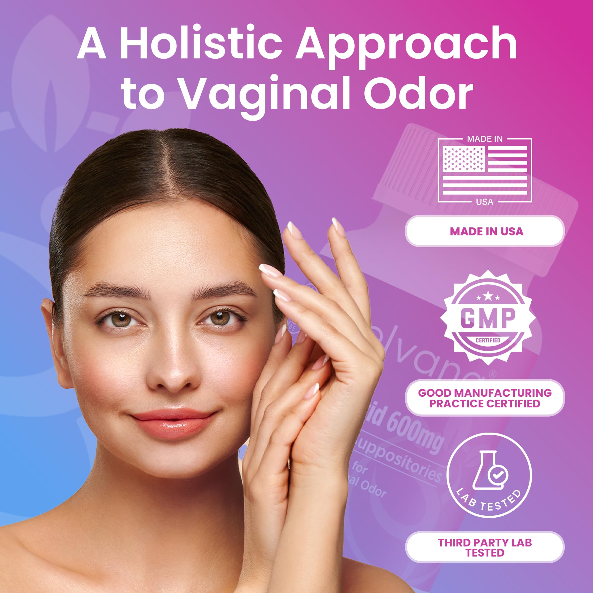 Pelvana Boric Acid Suppositories for Women - 60 Count - 600mg Boric Acid Capsules for Vaginal Odor Use PelvanaUS supplements